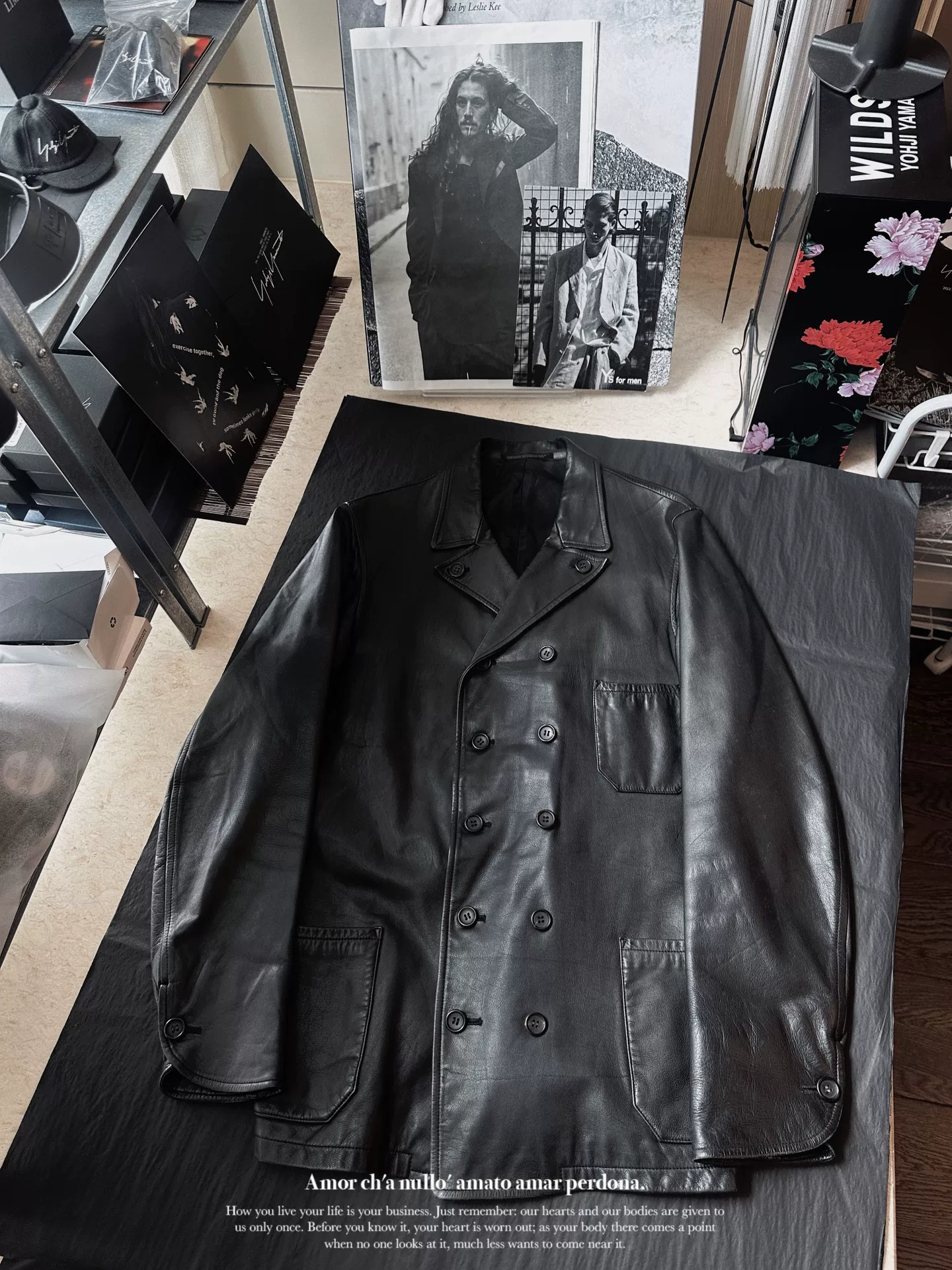 Yohji Yamamoto 1997AW Crescent Sleeve Leather Jacket — front