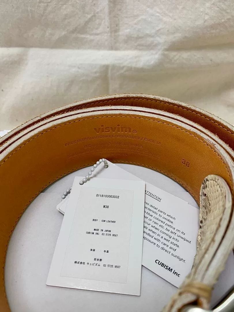 visvim 18ss Plain Snake Skin Belt — detail