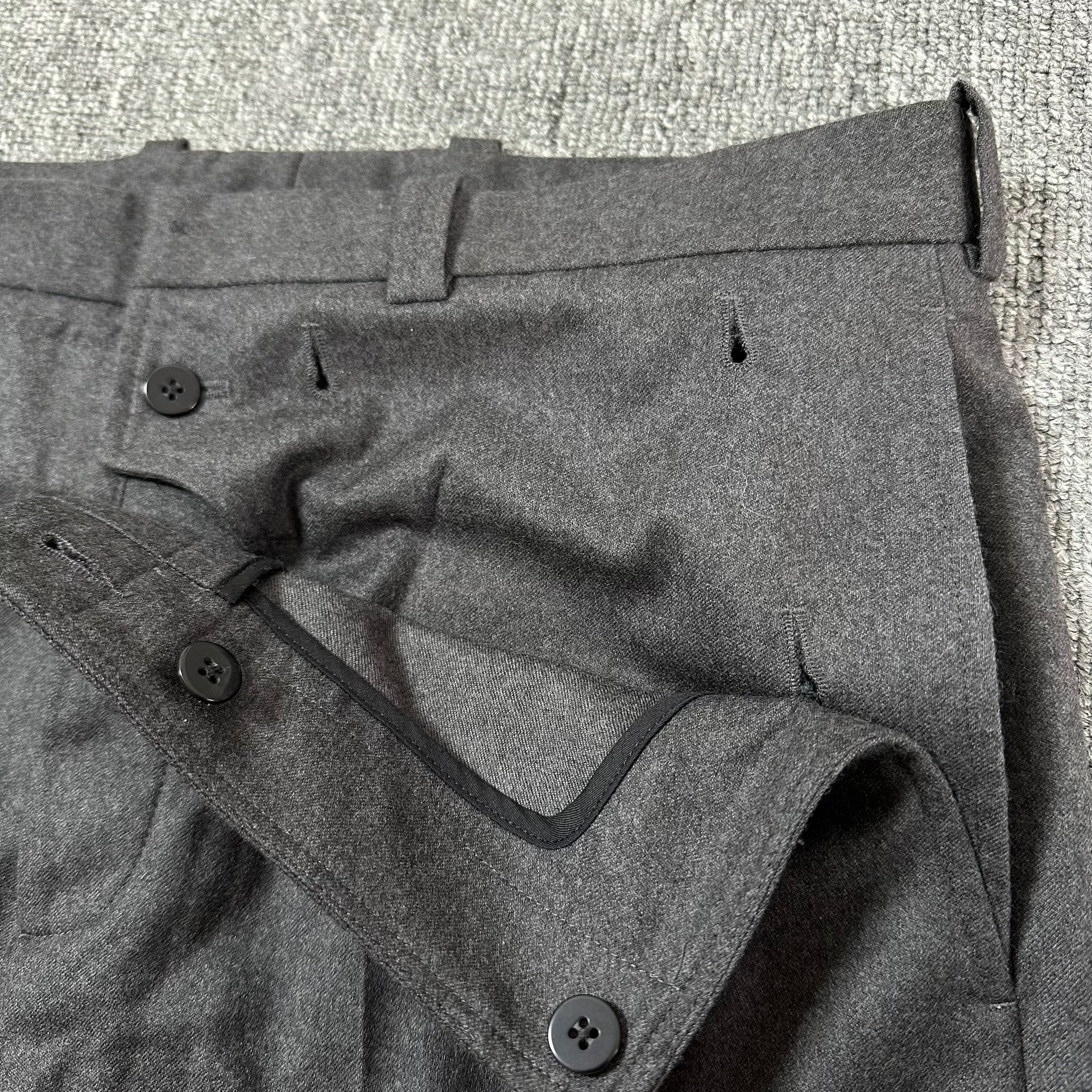 Dior Homme Dark Gray Wool Trousers — detail