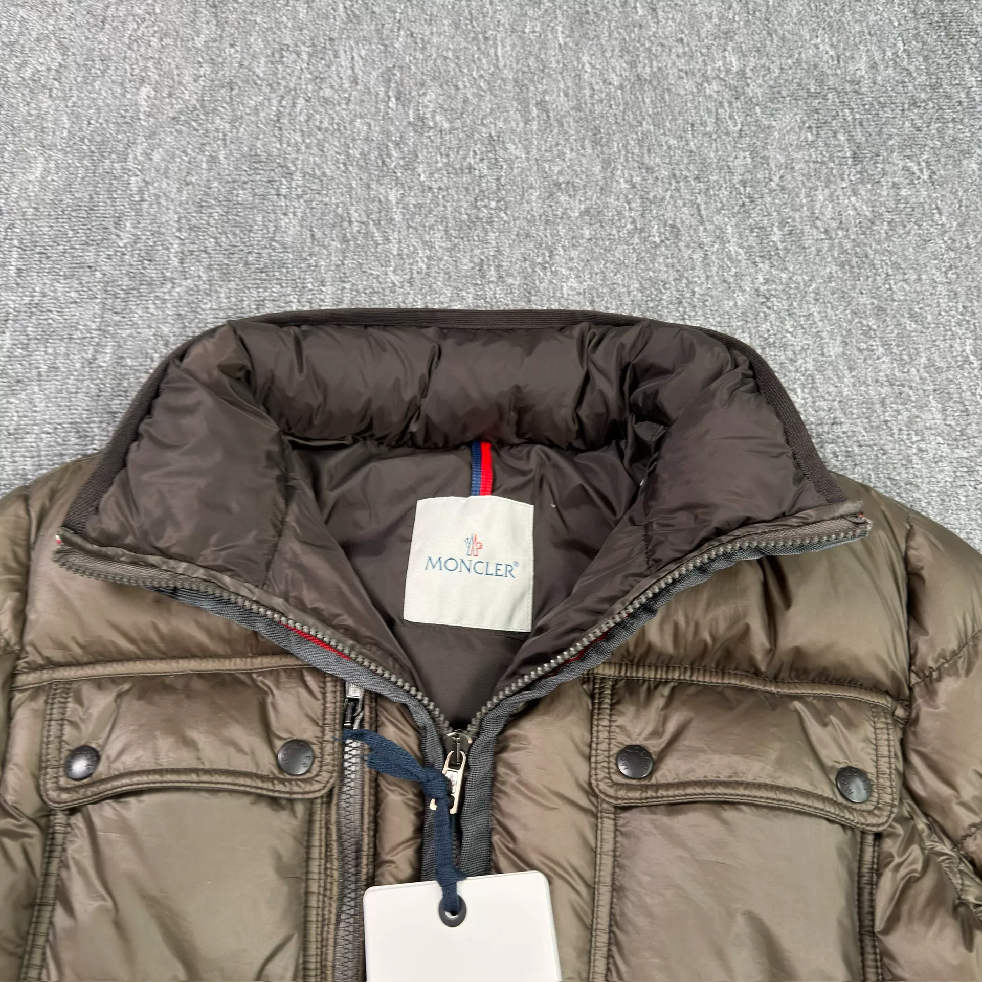 Moncler Brown Short Down Jacket — detail