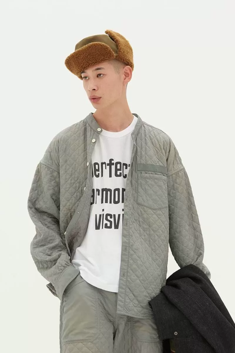 VISVIM Olive Green Quilted Shirt — detail