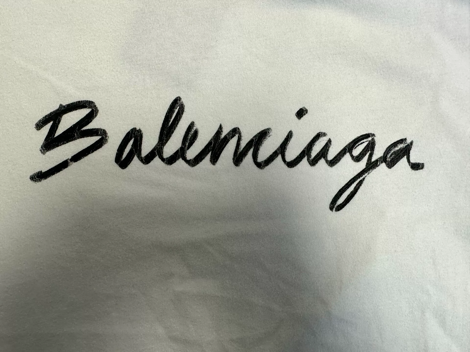 Balenciaga White Handwritten Logo T-shirt — detail