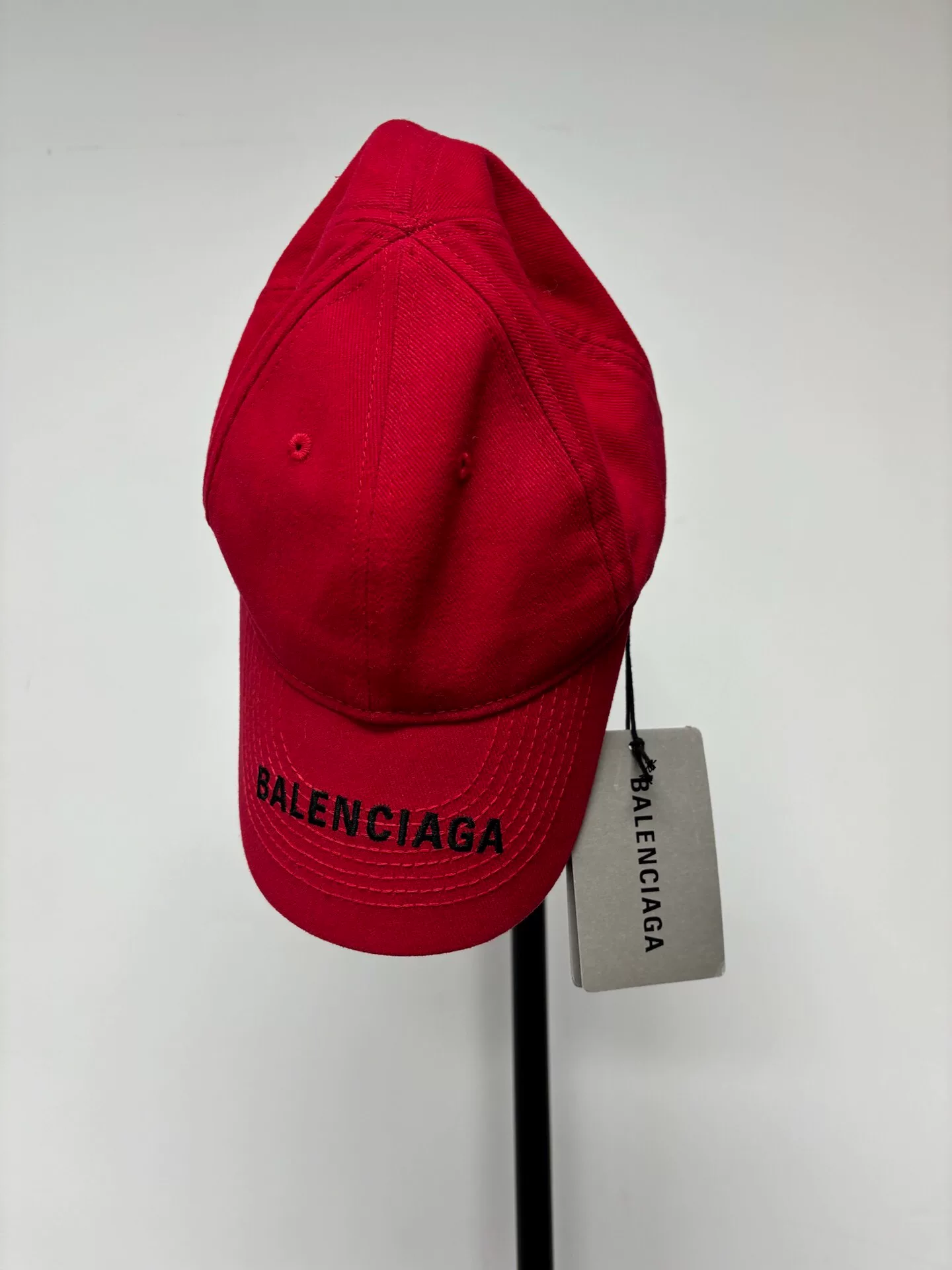Balenciaga Red Brand Embroidered Baseball Cap