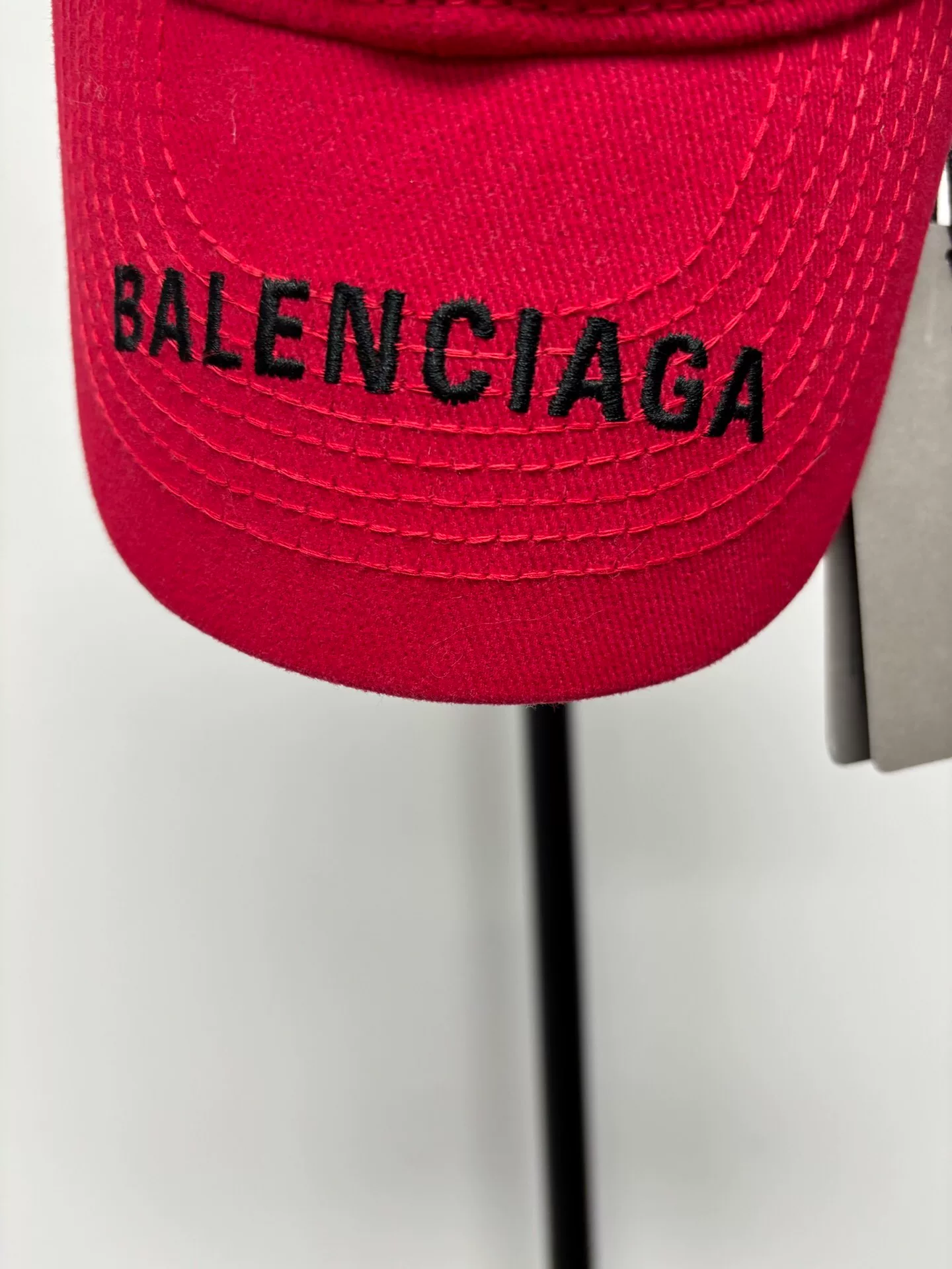 Balenciaga Red Brand Embroidered Baseball Cap — front