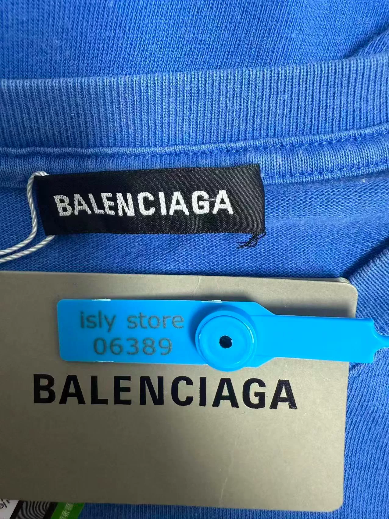Balenciaga Blue Print Round-Neck T-Shirt — back