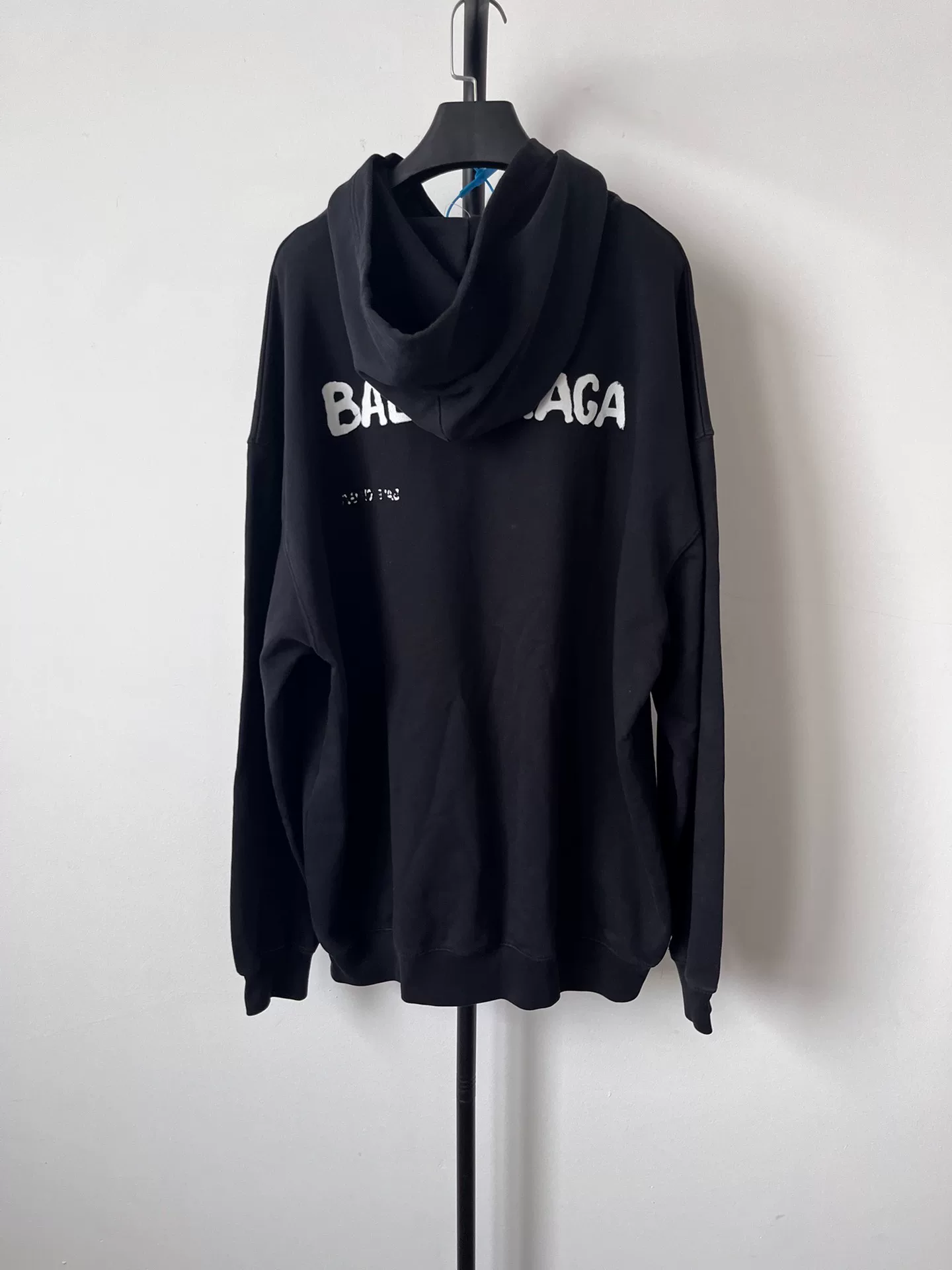 Balenciaga Black Loose White Letter Hoodie — front