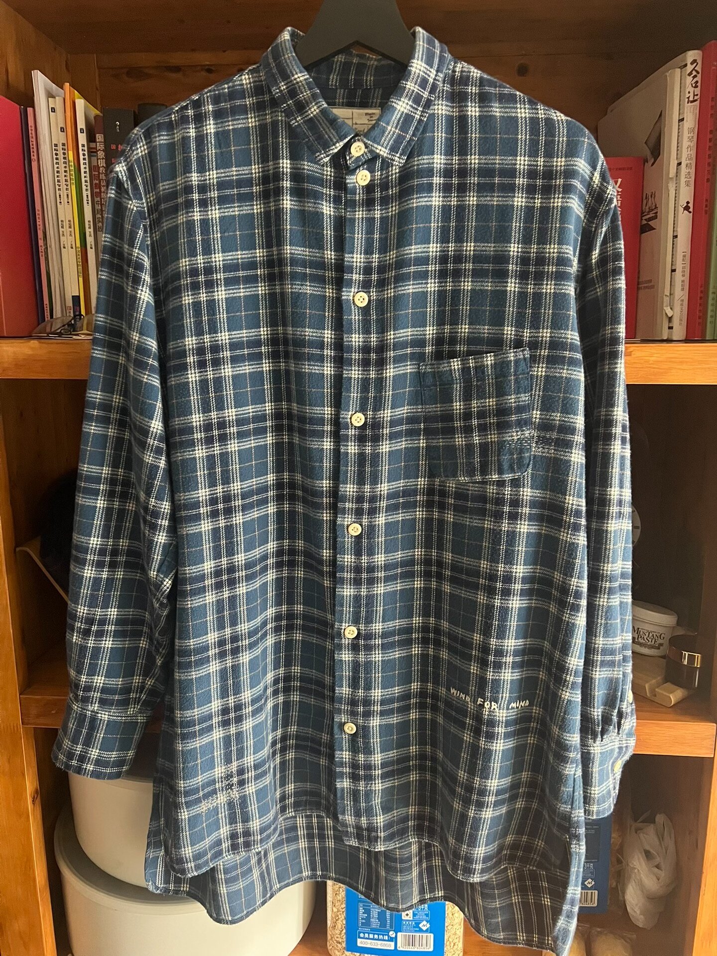 Porter Classic Indigo Plaid Long Shirt