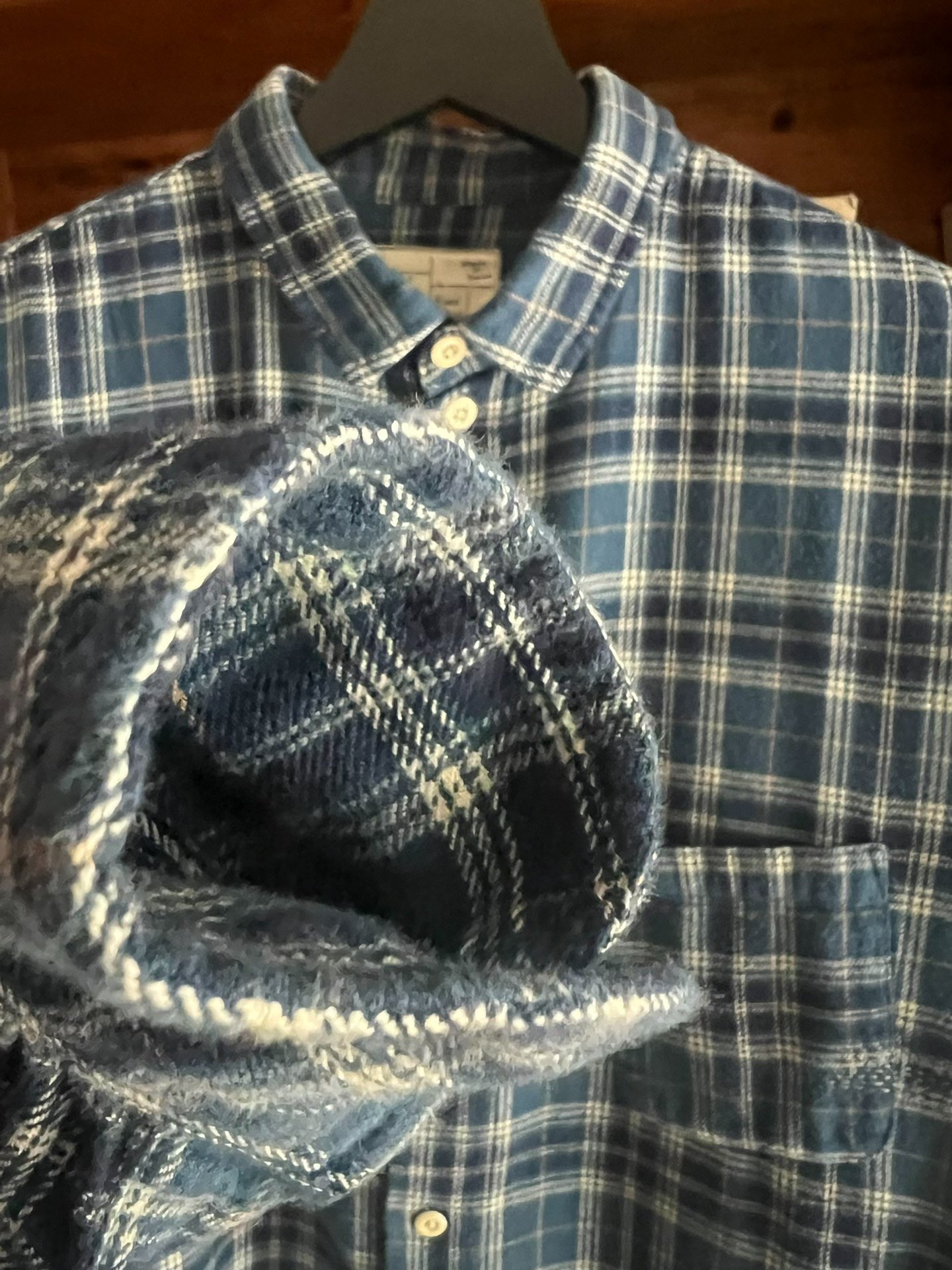Porter Classic Indigo Plaid Long Shirt — front