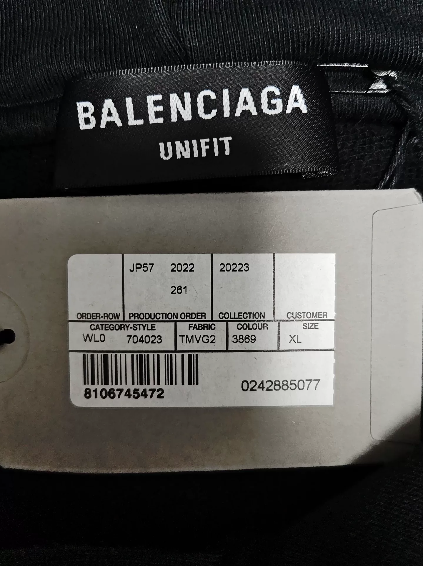 Balenciaga 23ss Black Striped Sporty Hoodie — label