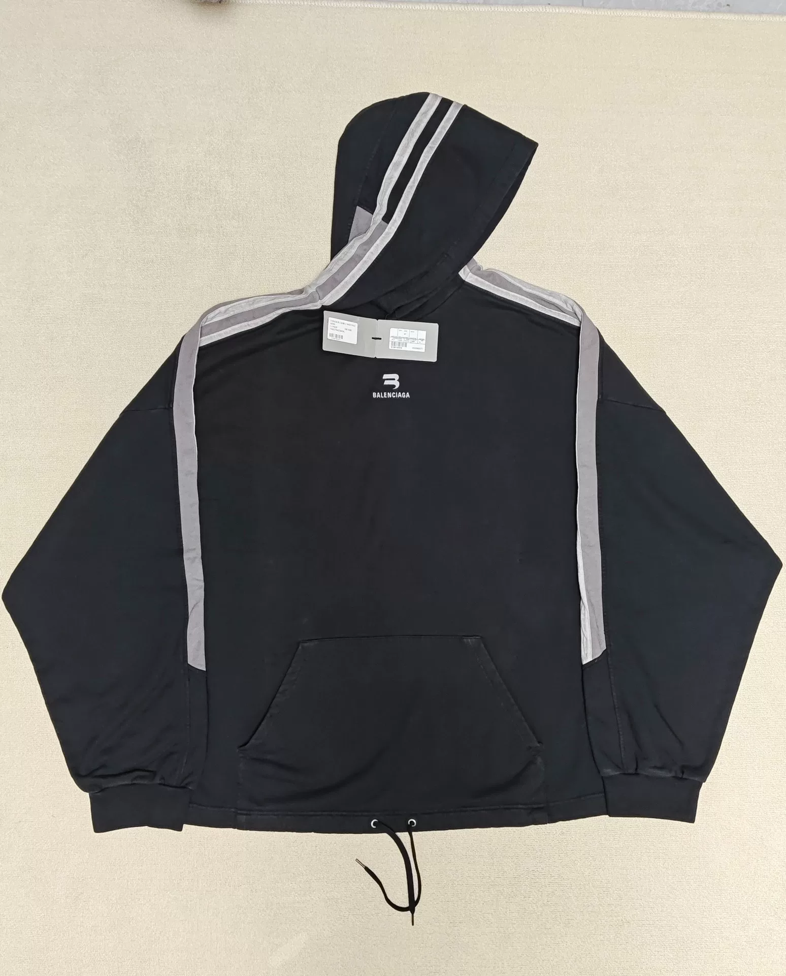 Balenciaga 23ss Black Striped Sporty Hoodie
