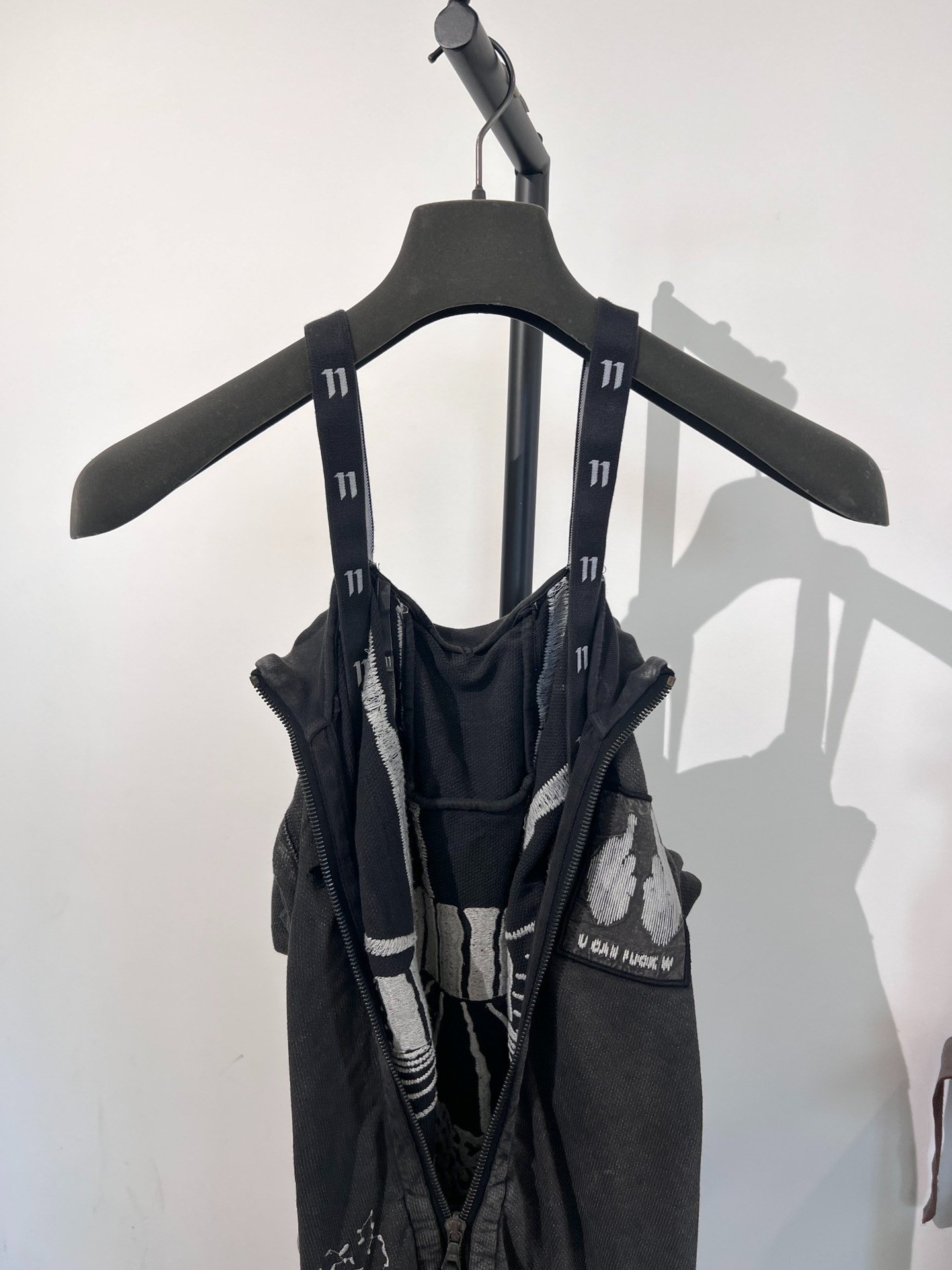 Boris Bidjan Saberi Distressed Embroidered Jacket — detail