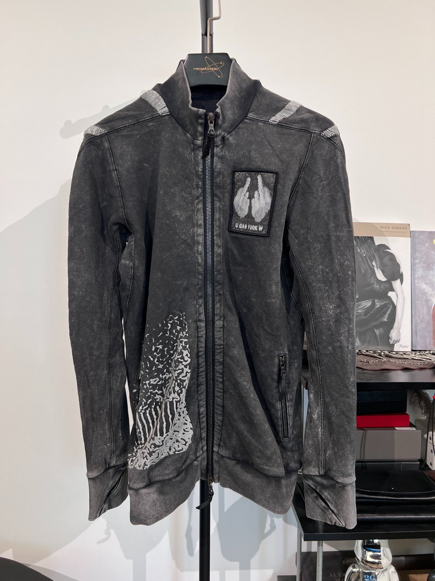Boris Bidjan Saberi Distressed Embroidered Jacket — front
