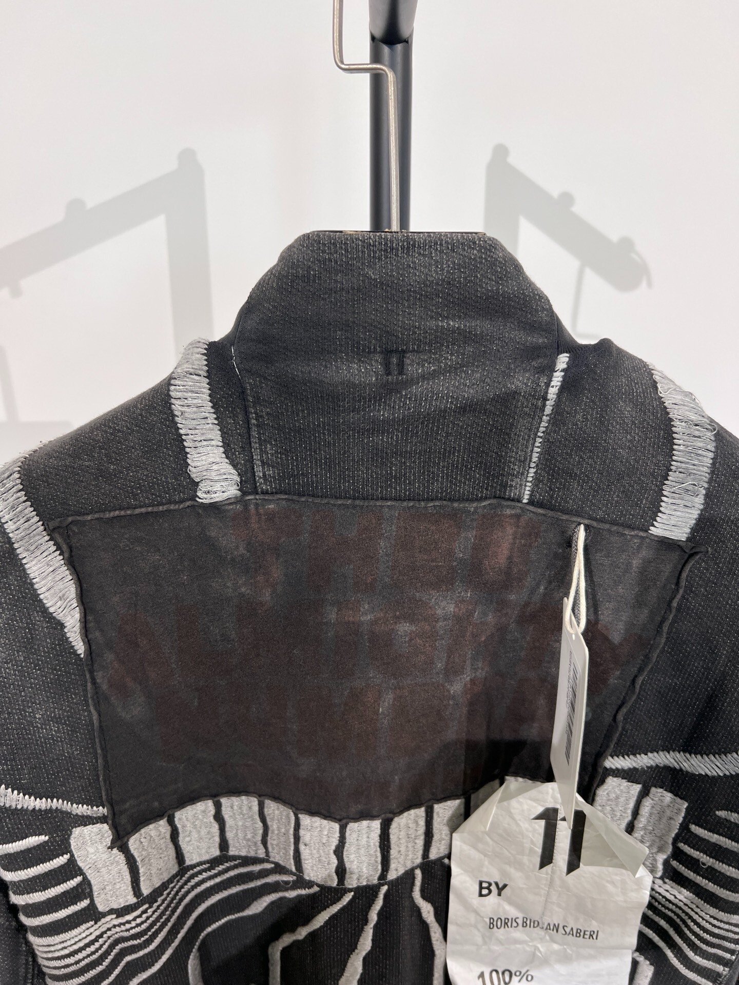 Boris Bidjan Saberi Distressed Embroidered Jacket — label