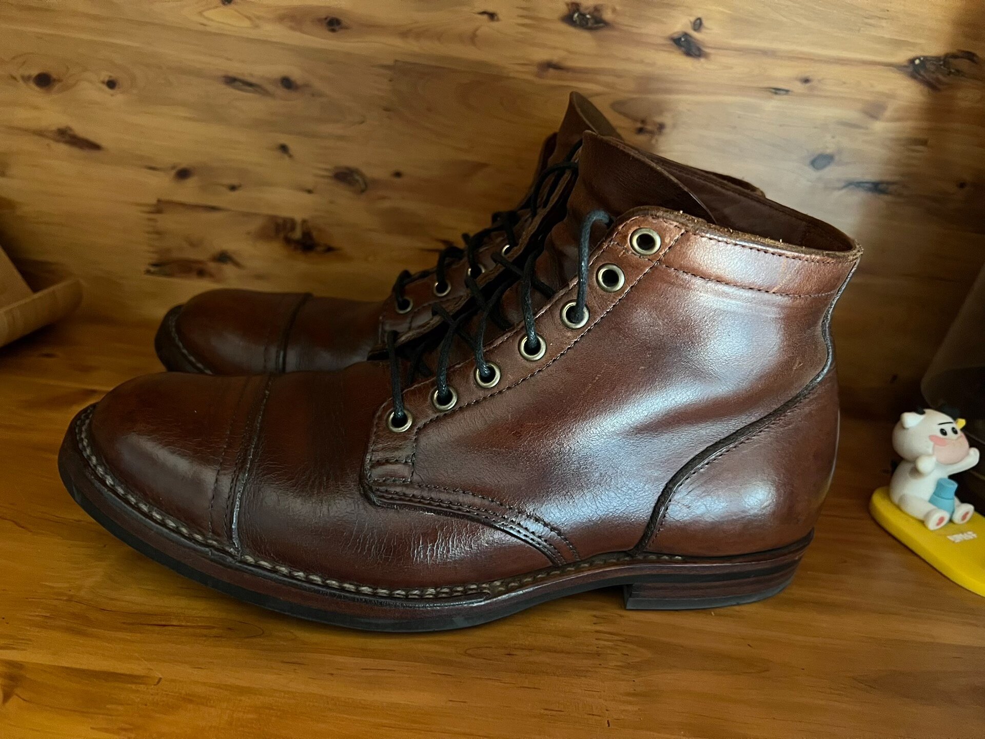 Viberg 2030 Caramel Leather Work Boots — front