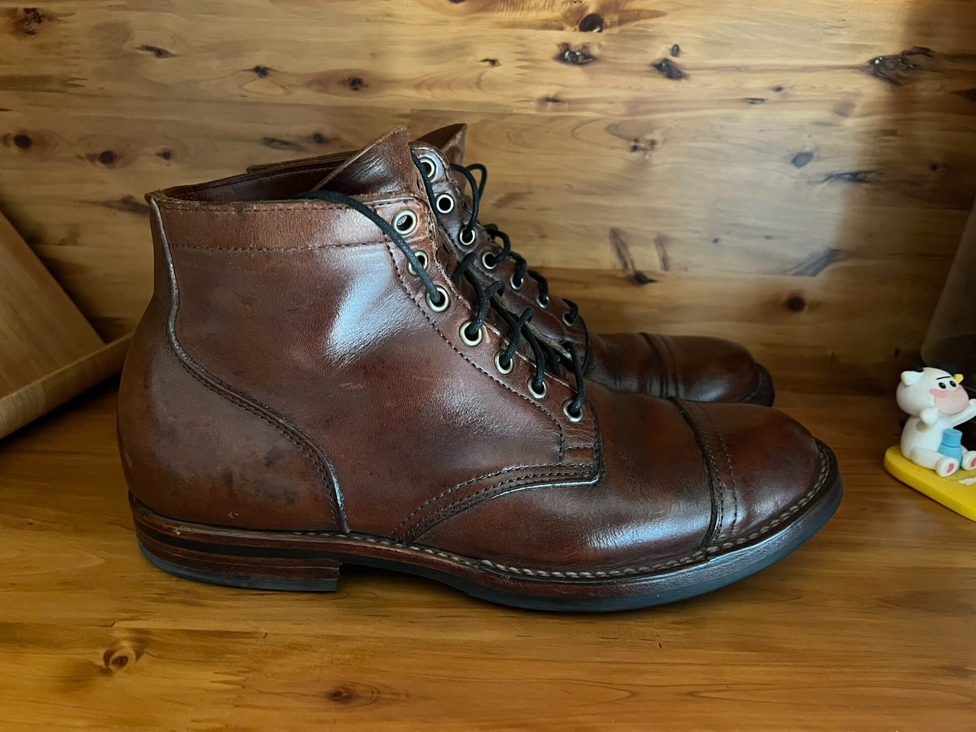Viberg 2030 Caramel Leather Work Boots — back