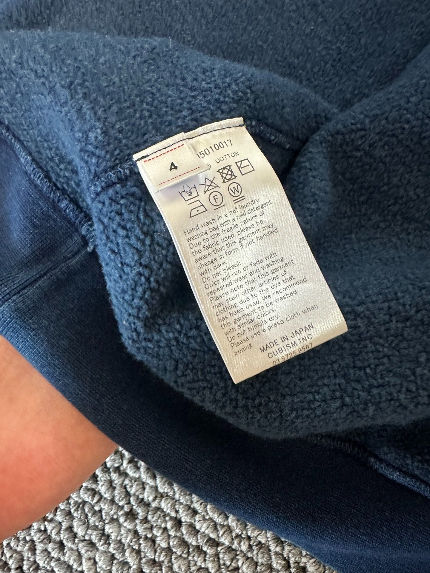visvim ICT Indigo Zip Hoodie Amplus — detail