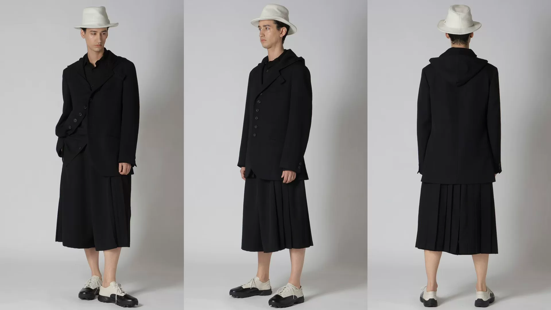 Yohji Yamamoto 24AW Pleated Wool Skirt — back