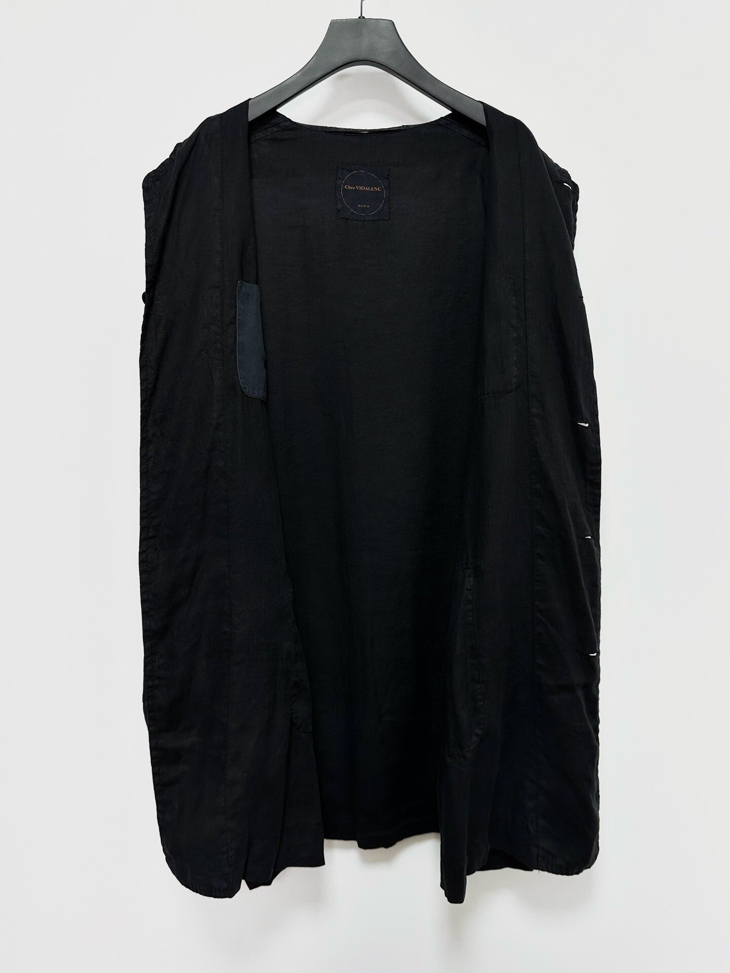 Chez VIDALENC Ink-Dyed Linen Coat — detail