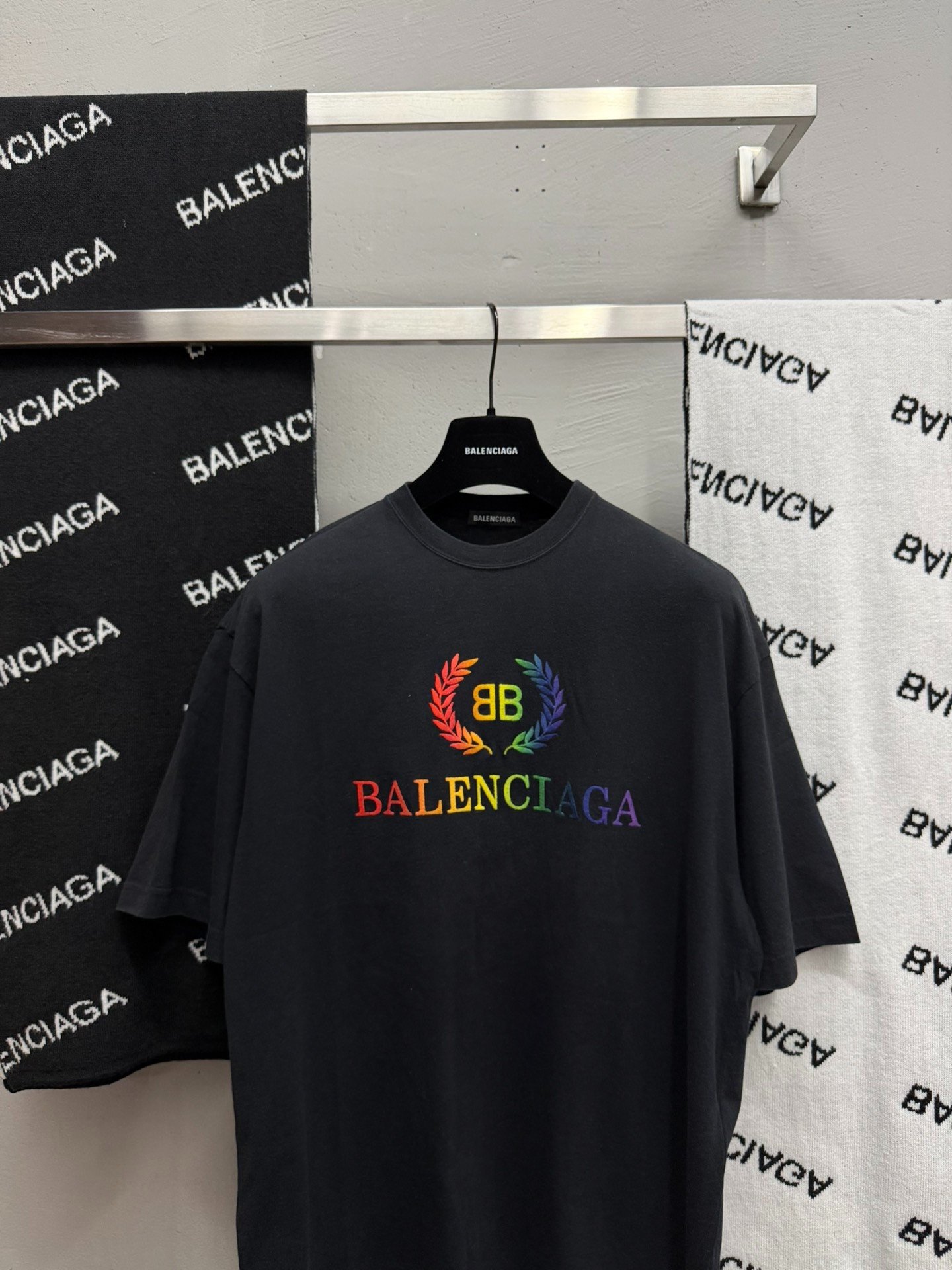 Balenciaga Rainbow Wheat Ear Short Sleeve T-shirt — front