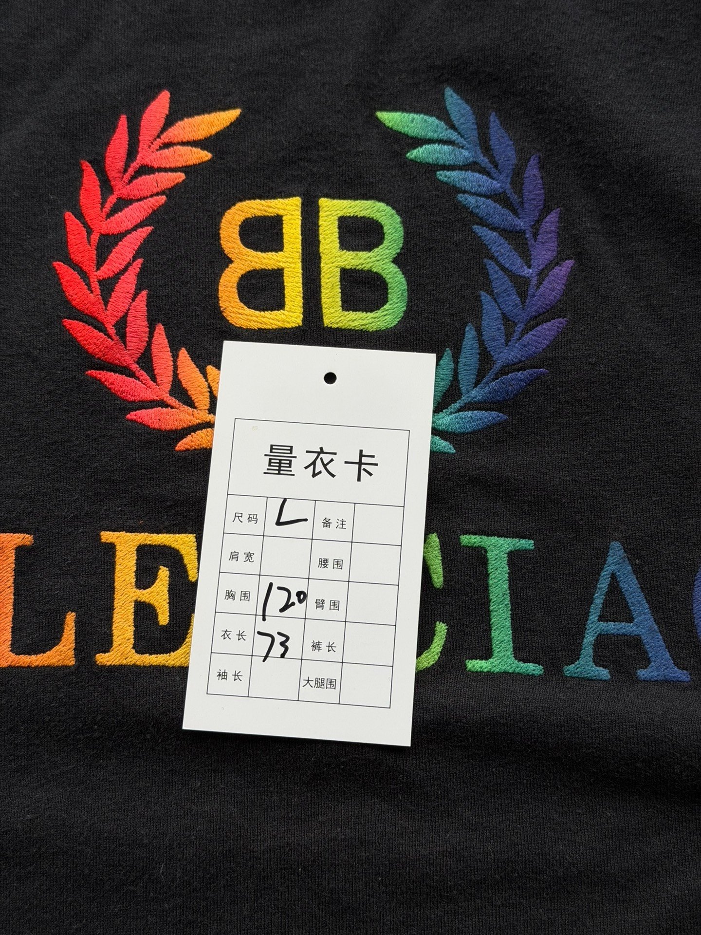 Balenciaga Rainbow Wheat Ear Short Sleeve T-shirt — label