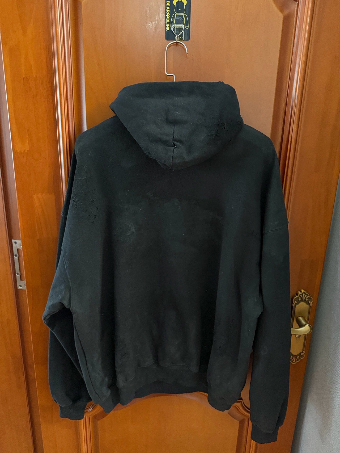 Balenciaga Black Distressed Design Hoodie — front