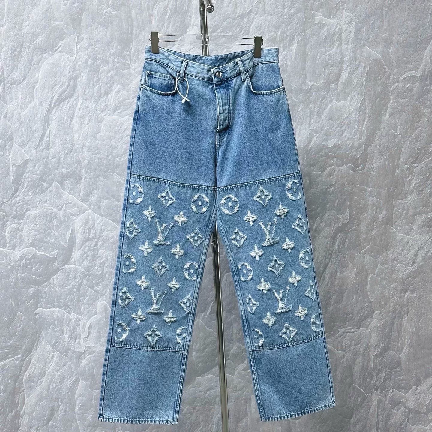 Louis Vuitton SS25 Distressed Logo Jeans