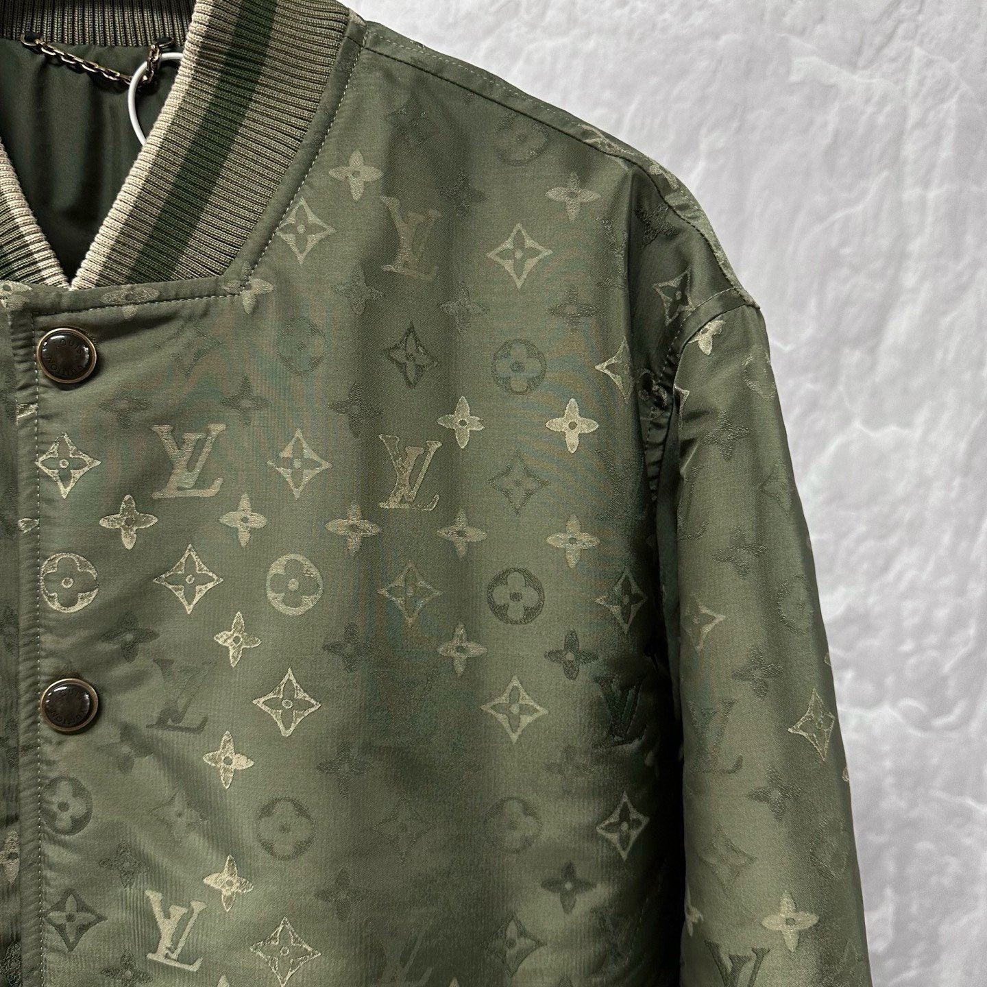 Louis Vuitton SS26 Monogram Baseball Jacket — detail