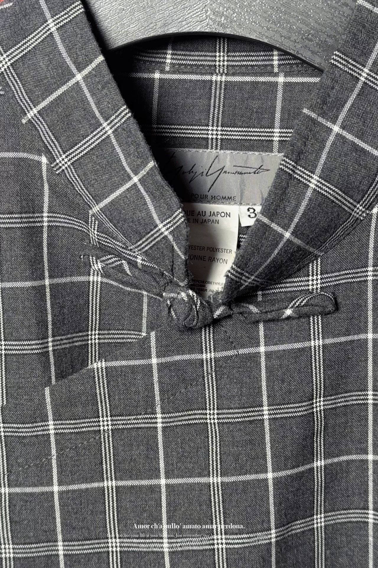 Yohji Yamamoto 2000SS Checkered Mandarin Shirt — label