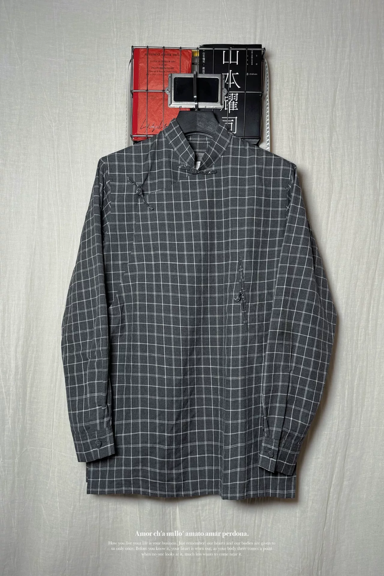 Yohji Yamamoto 2000SS Checkered Mandarin Shirt — front