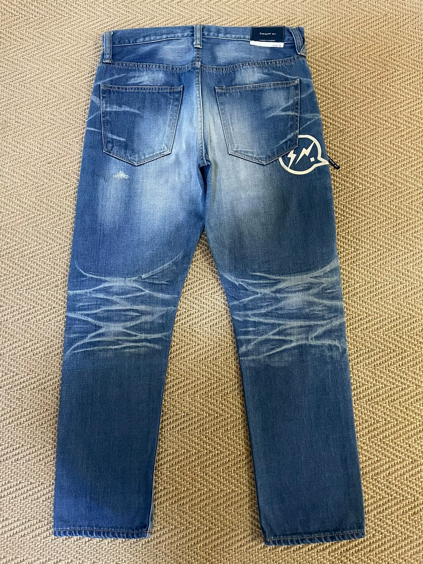 Vanquish Fragment Washed Distressed Cropped Jeans — front