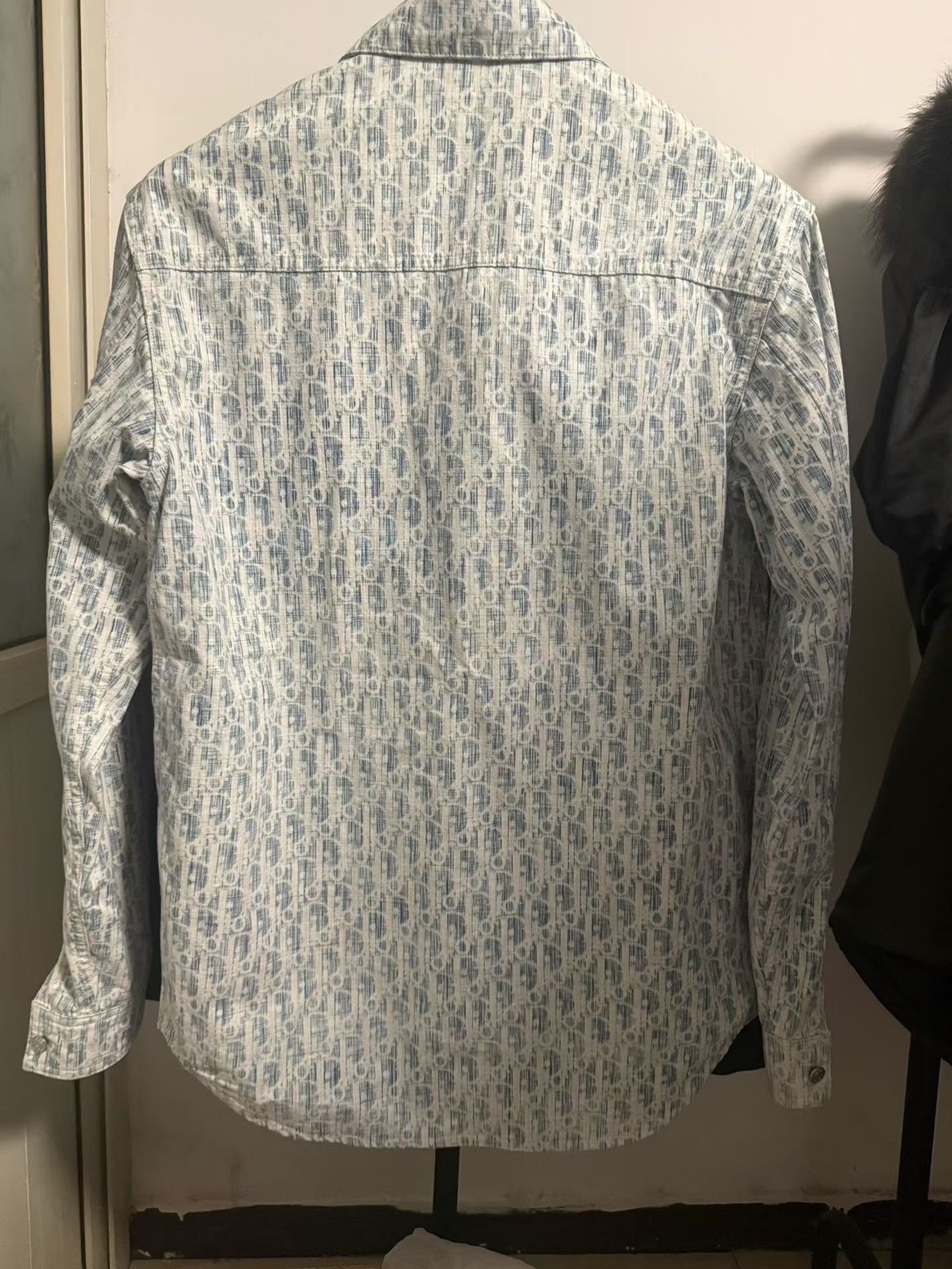 Dior Blue White Monogram Denim Shirt — front