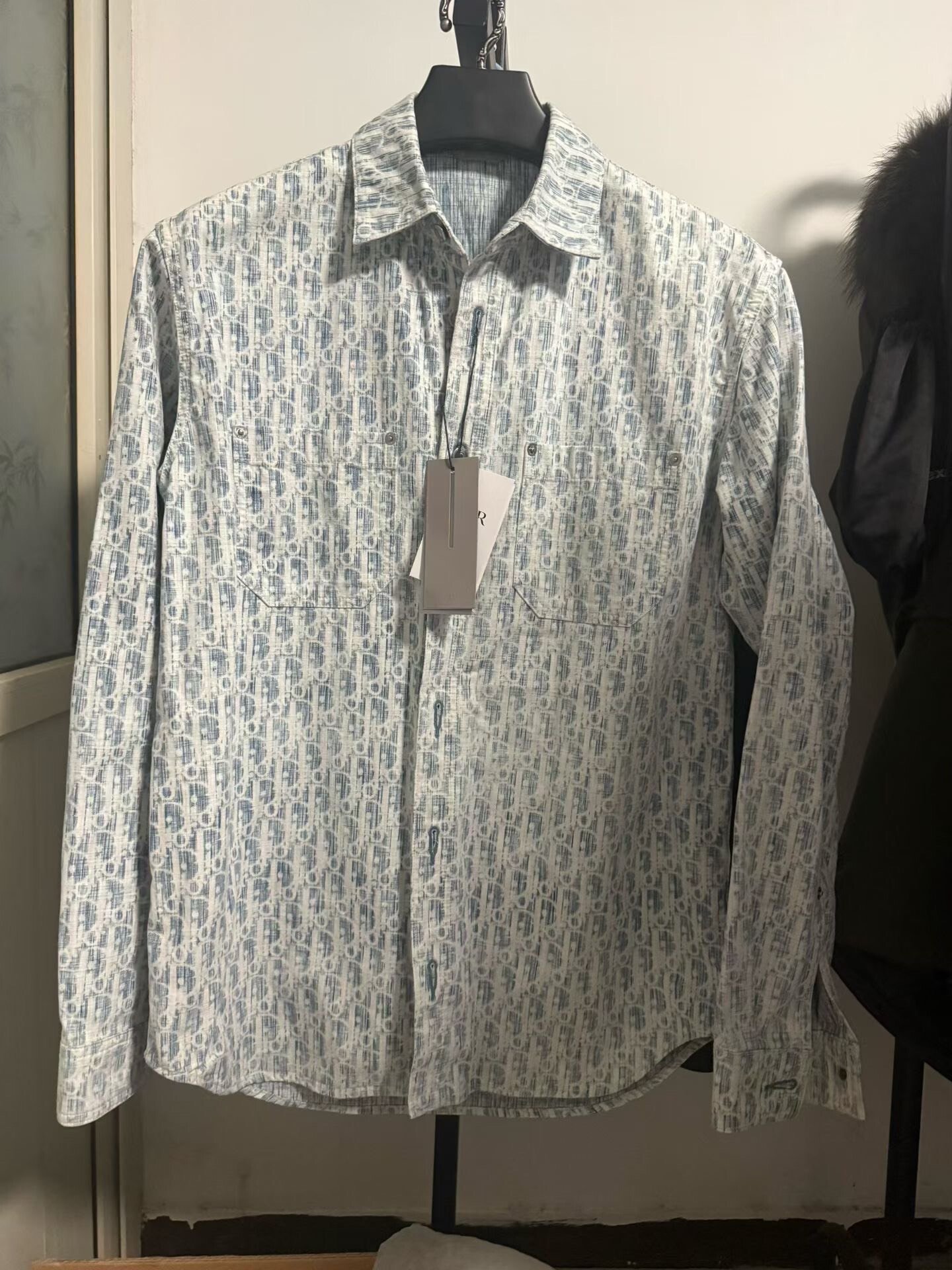 Dior Blue White Monogram Denim Shirt
