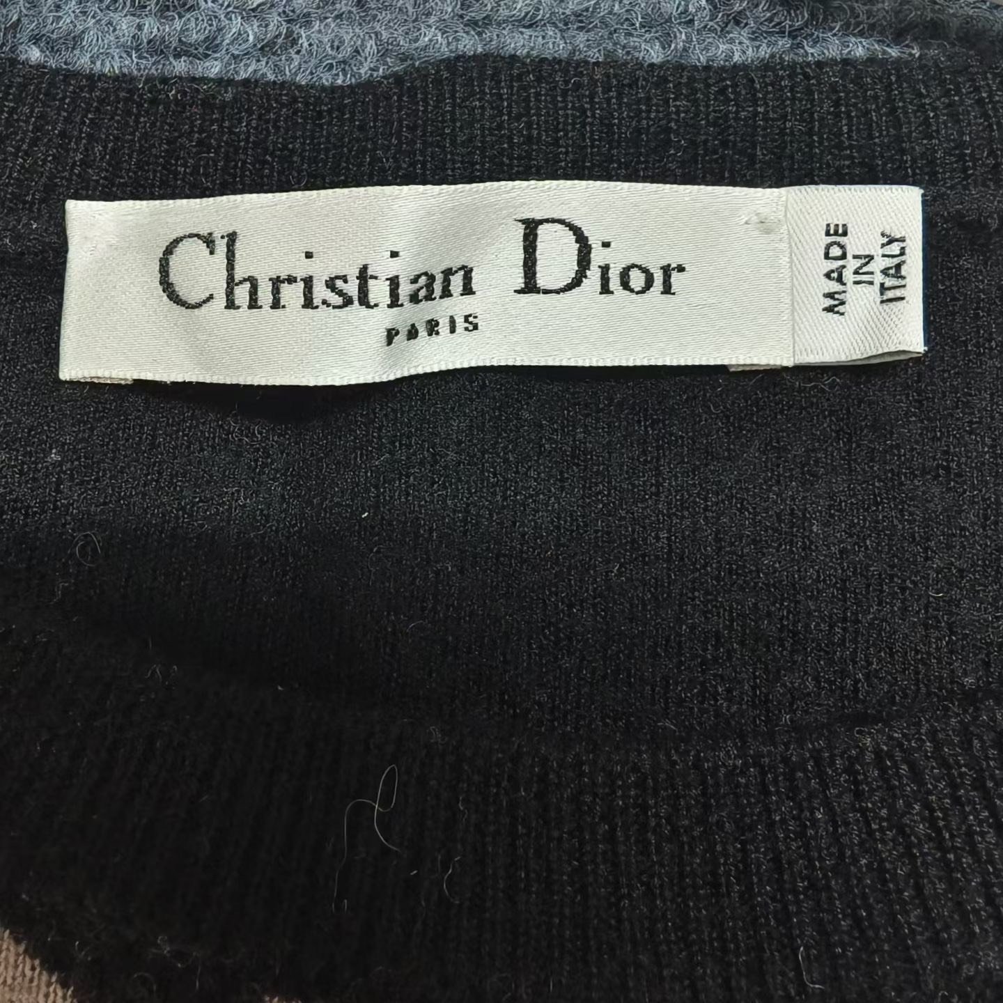 Christian Dior Black White Houndstooth Wool Sweater — back