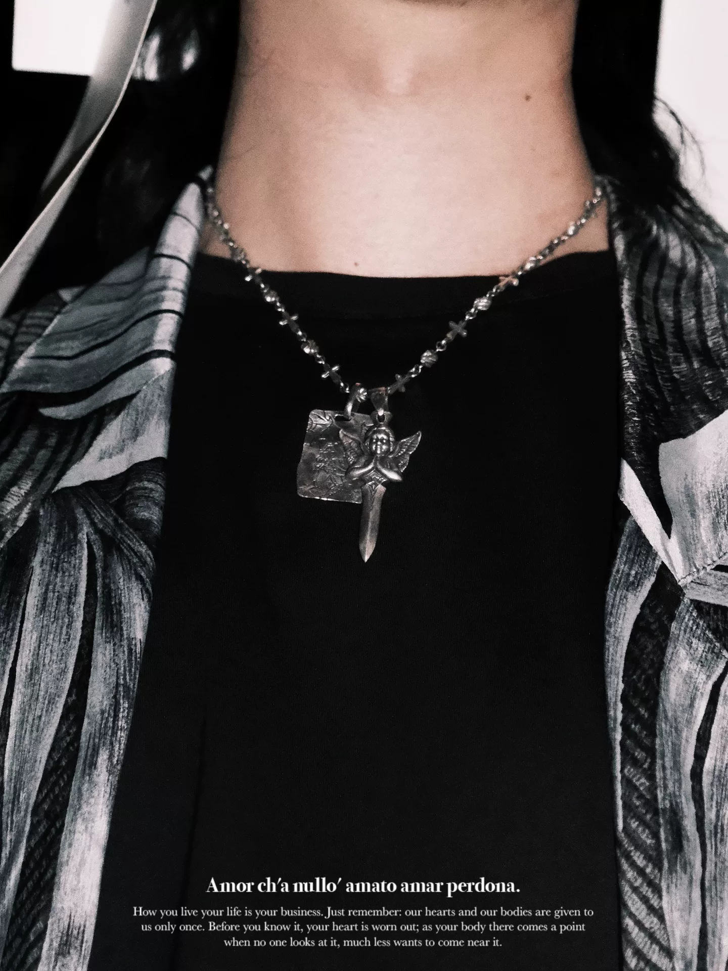 Yohji Yamamoto Gothic Double-Sided Silver Necklace — front