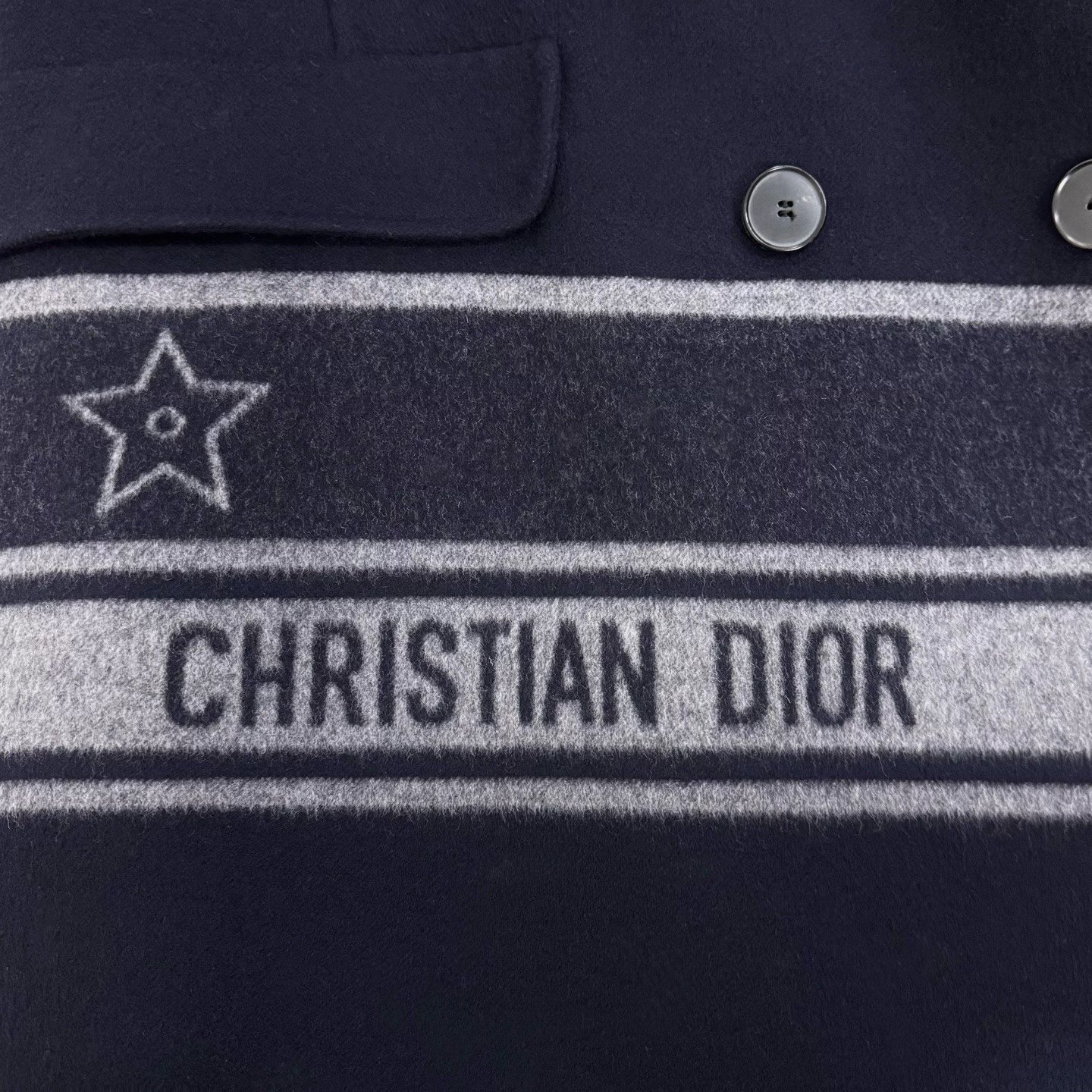 Dior Midnight Blue Double-Breasted Wool Coat — label