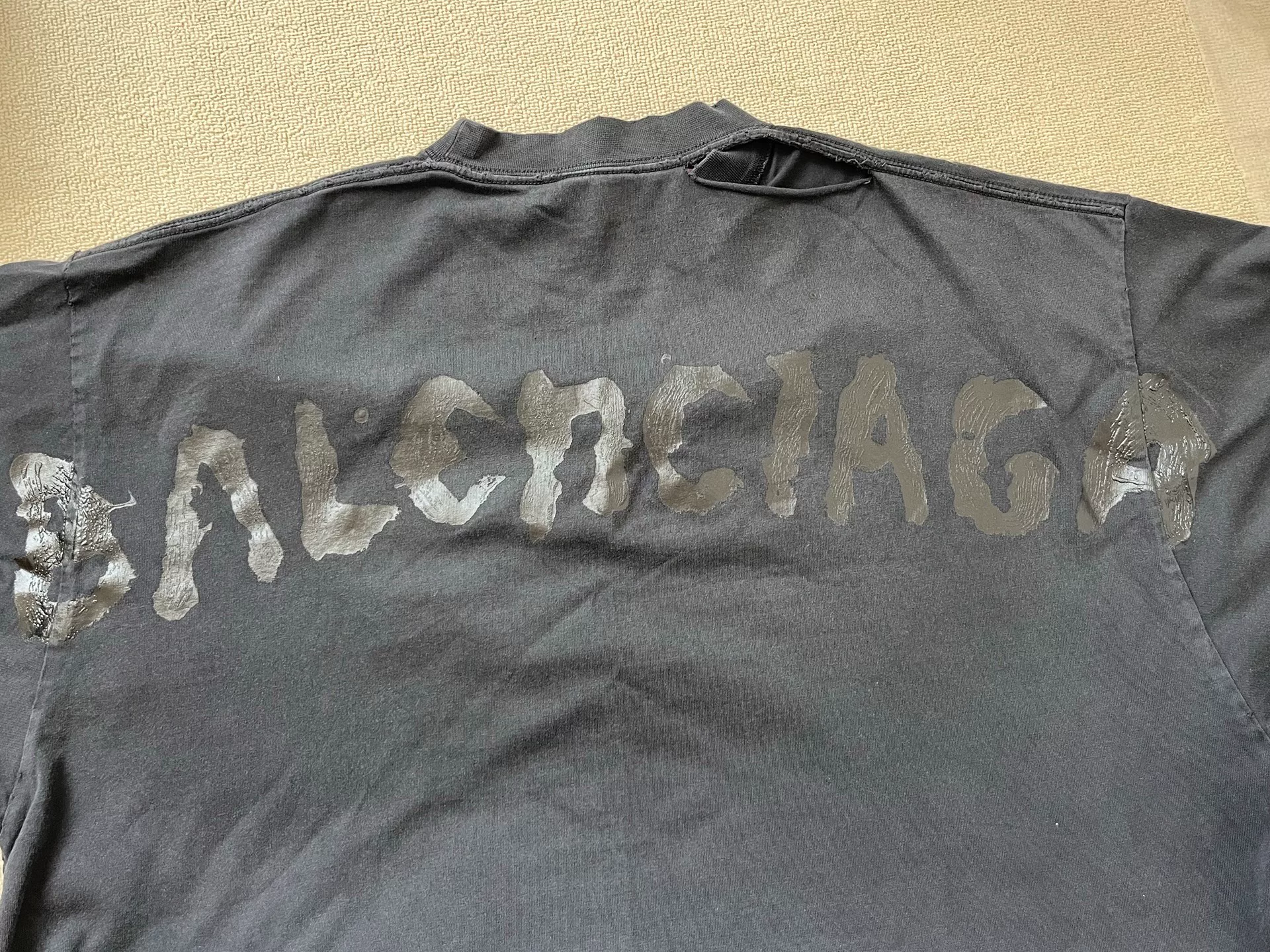 Balenciaga Letter Print Semi-High Neck T-Shirt — detail