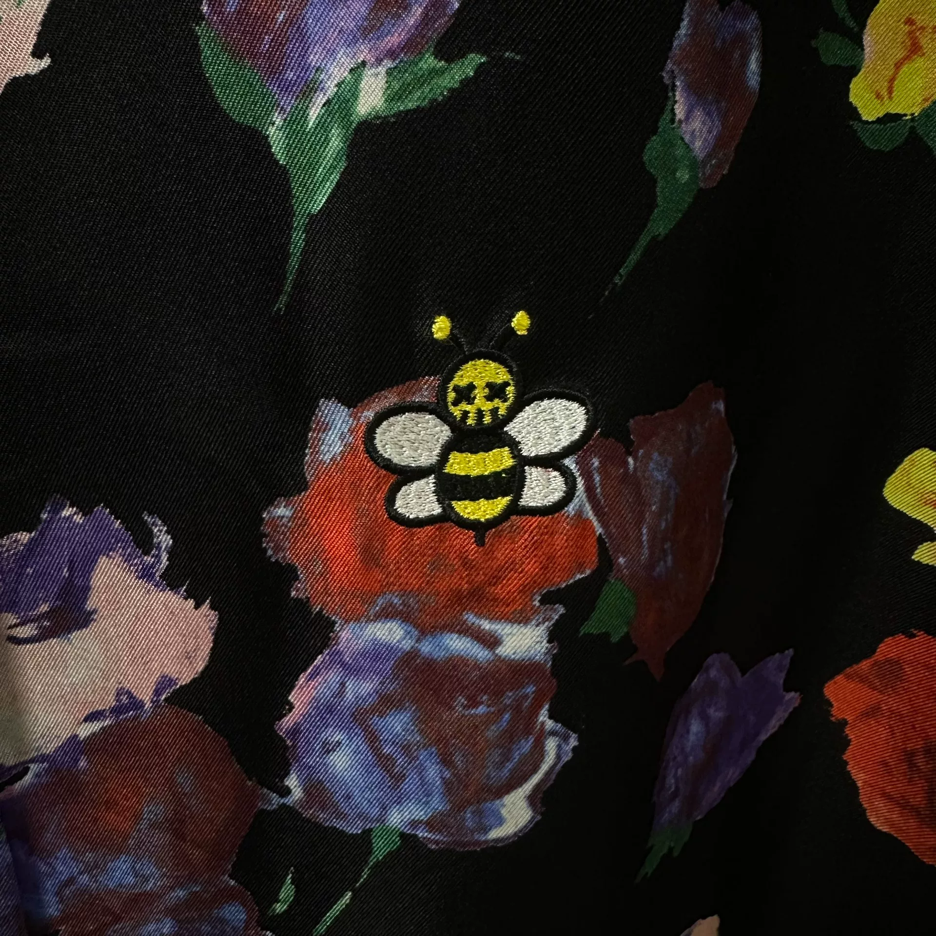 Dior x Kaws Floral Bee Silk Short-Sleeve Shirt — front