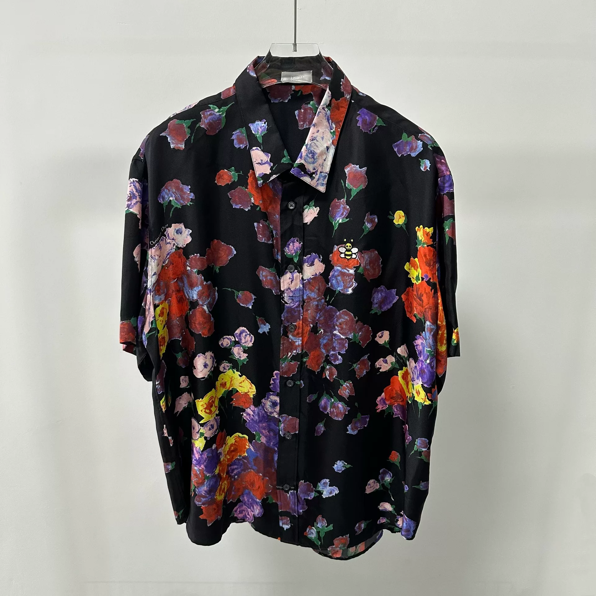 Dior x Kaws Floral Bee Silk Short-Sleeve Shirt