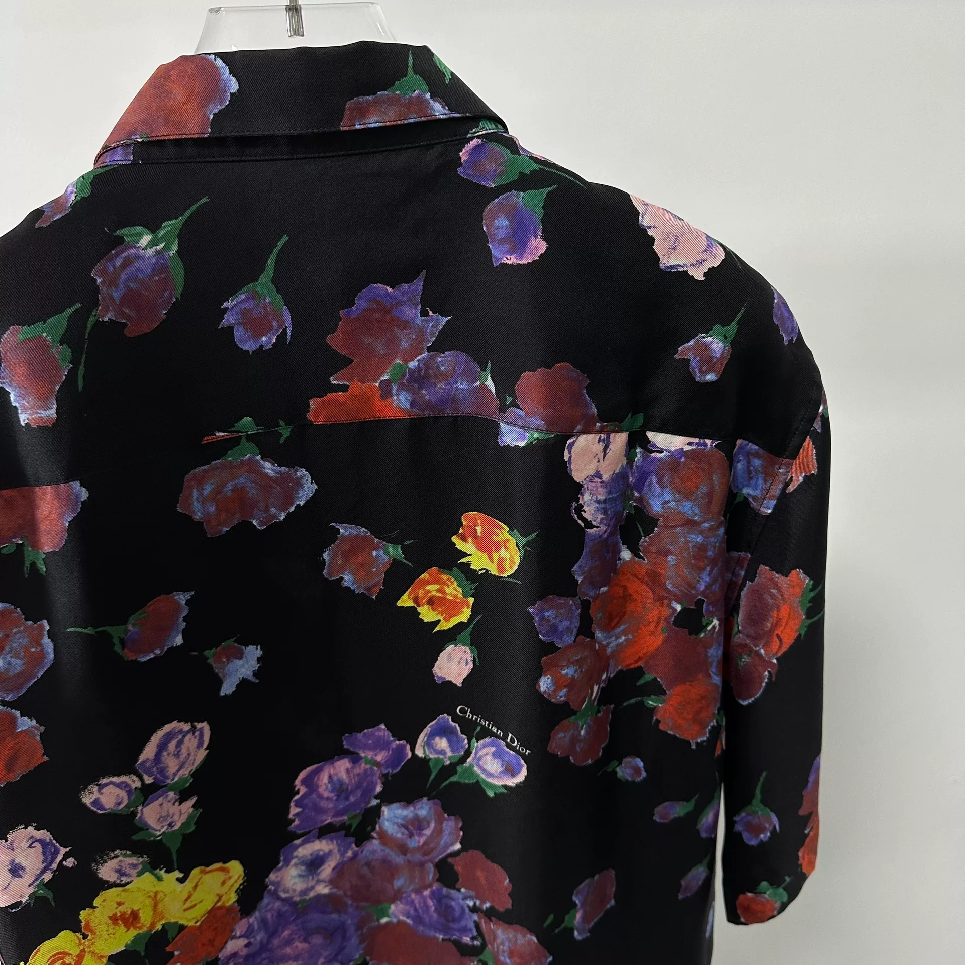 Dior x Kaws Floral Bee Silk Short-Sleeve Shirt — back