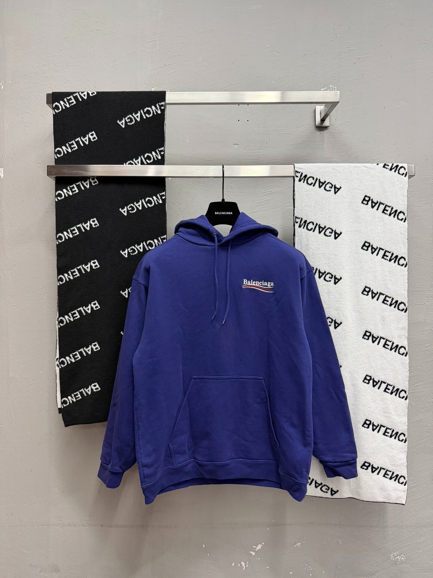 Balenciaga Blue Coke Embroidered Hoodie S