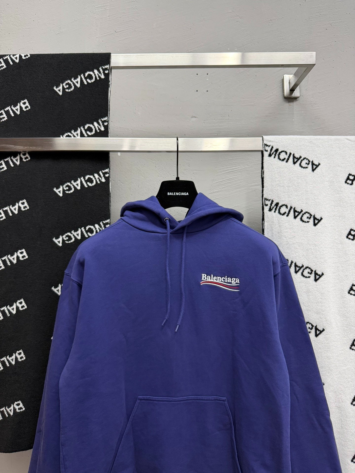 Balenciaga Blue Coke Embroidered Hoodie S — front