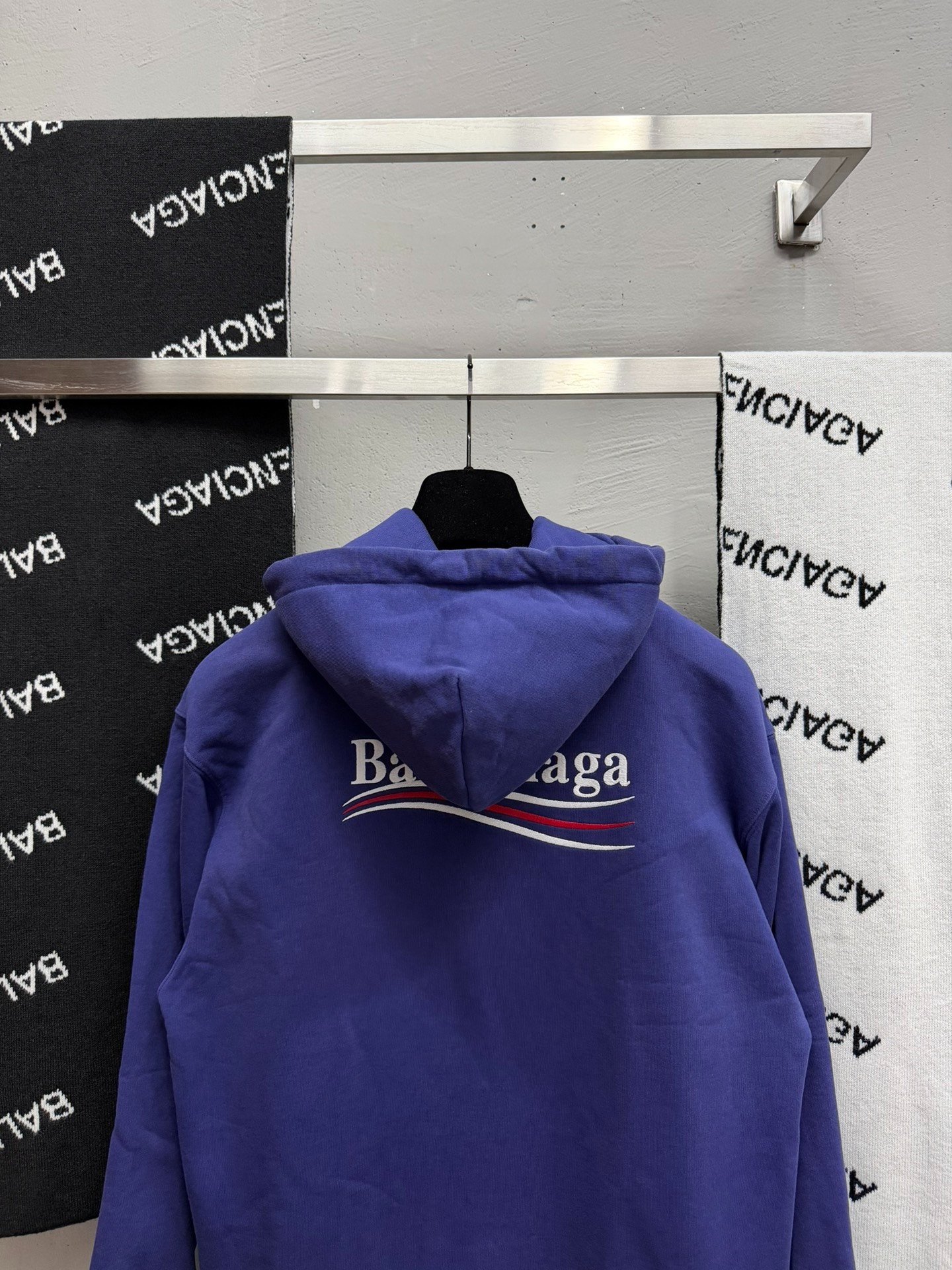 Balenciaga Blue Coke Embroidered Hoodie S — back