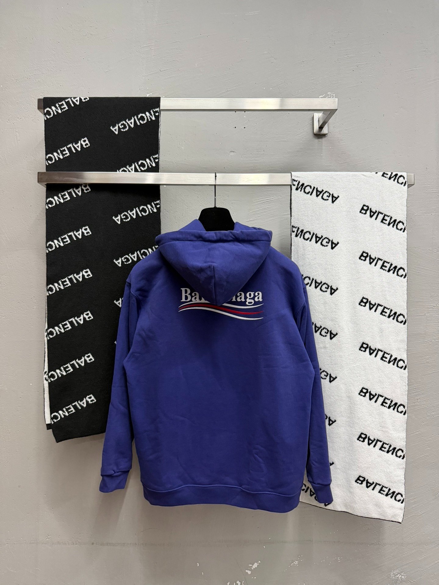 Balenciaga Blue Coke Embroidered Hoodie S — detail