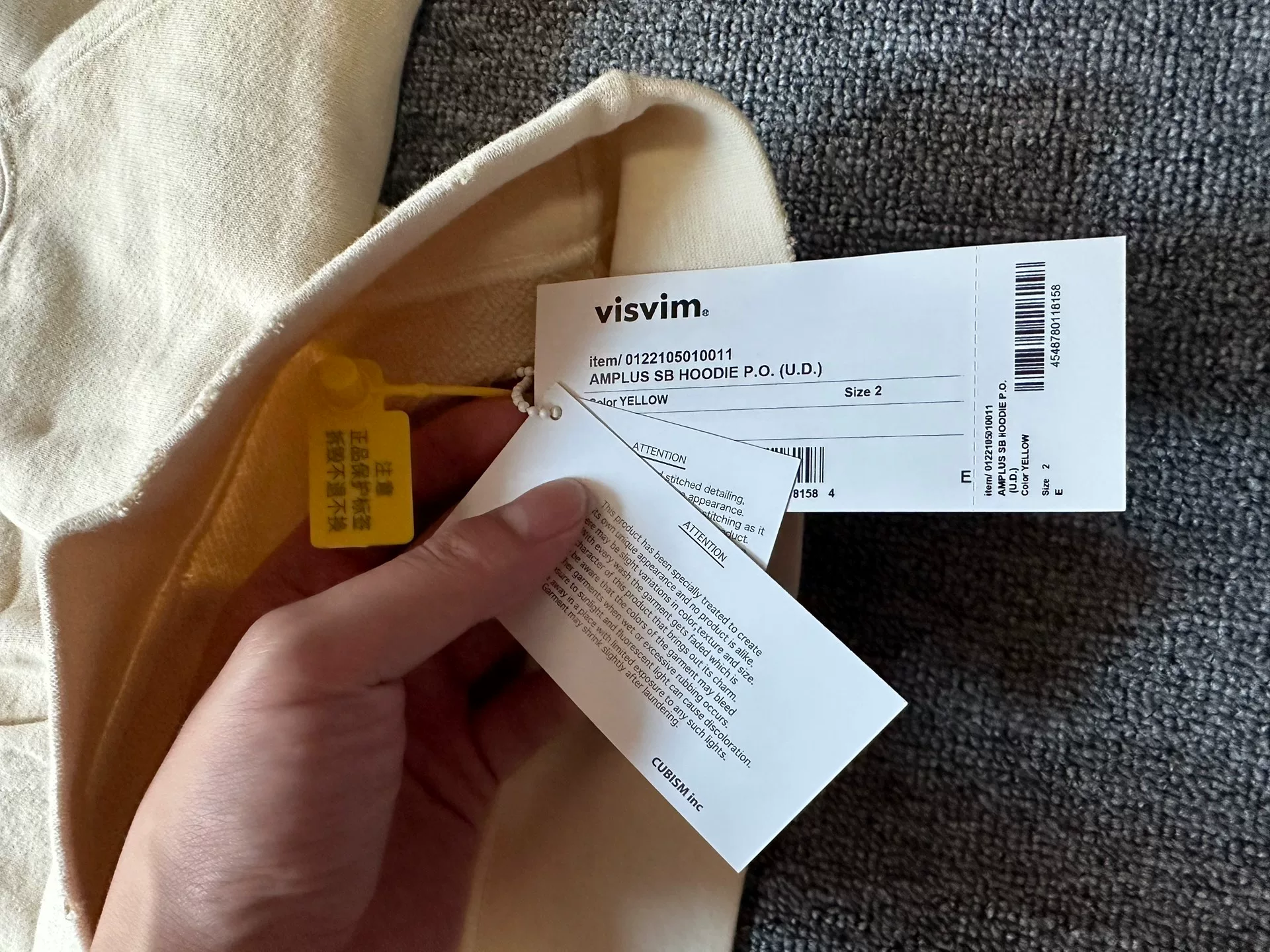 visvim amplus cream distressed hoodie — back