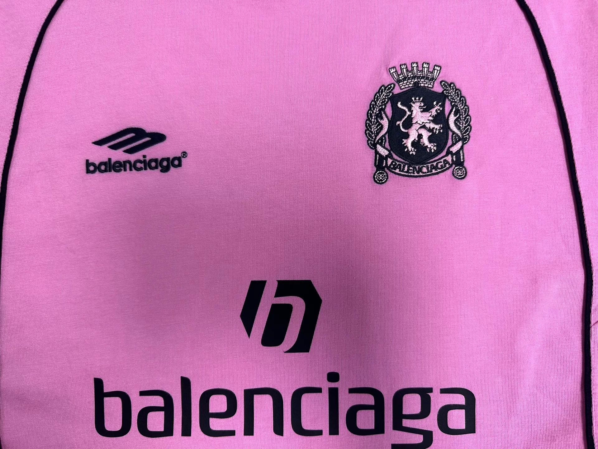 Balenciaga Pink Letter Print Crew Neck T-shirt — detail