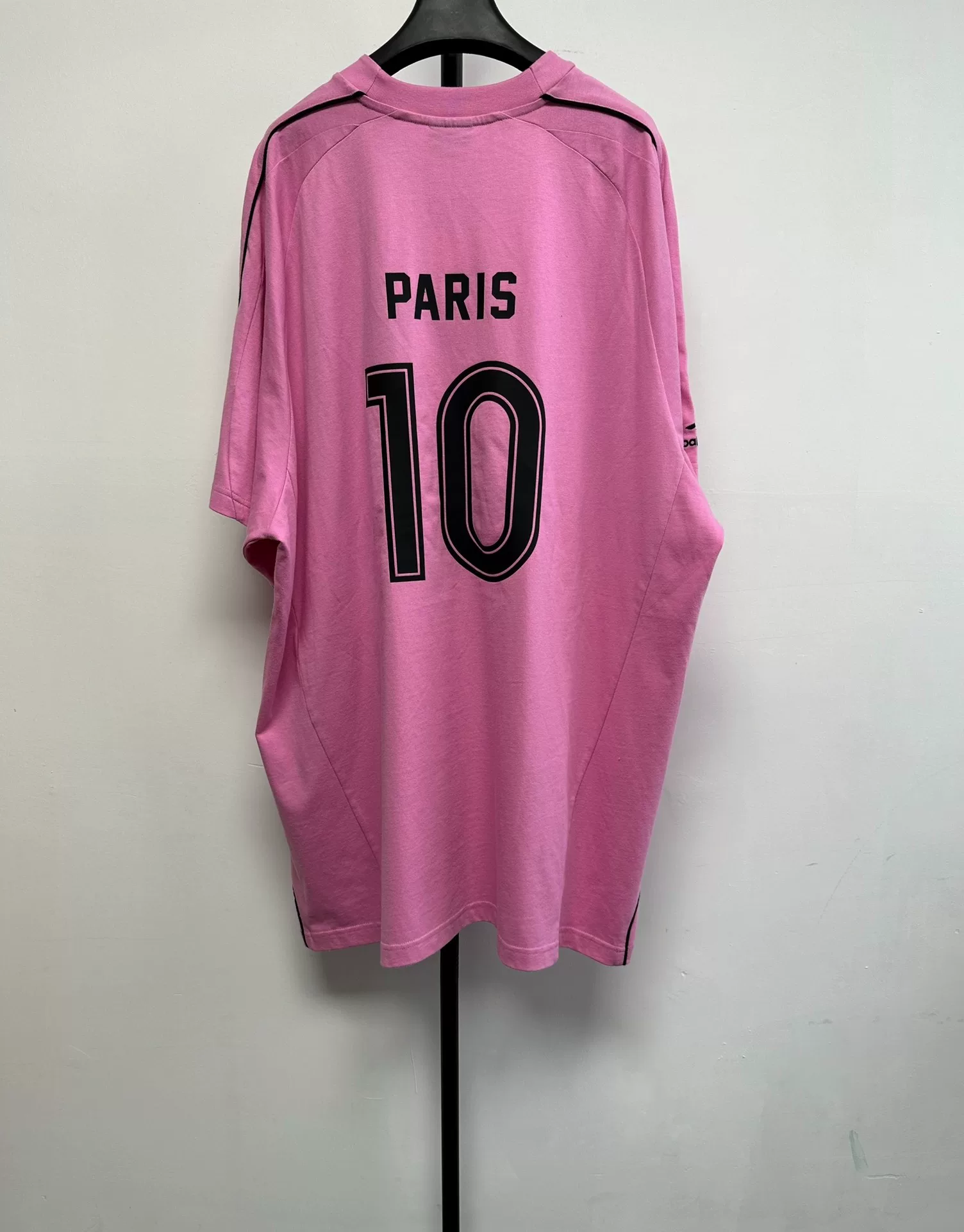 Balenciaga Pink Letter Print Crew Neck T-shirt — front