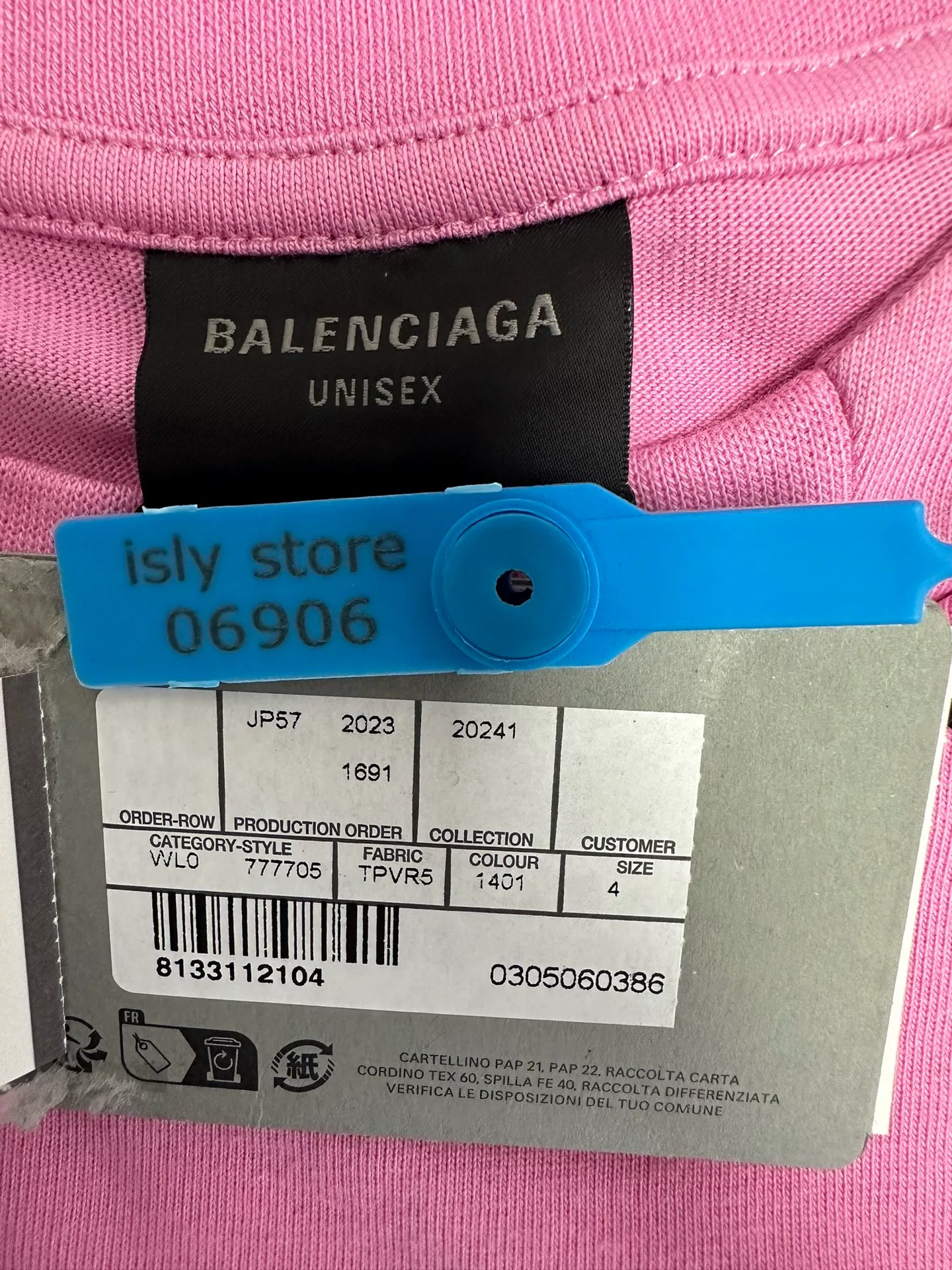 Balenciaga Pink Letter Print Crew Neck T-shirt — back