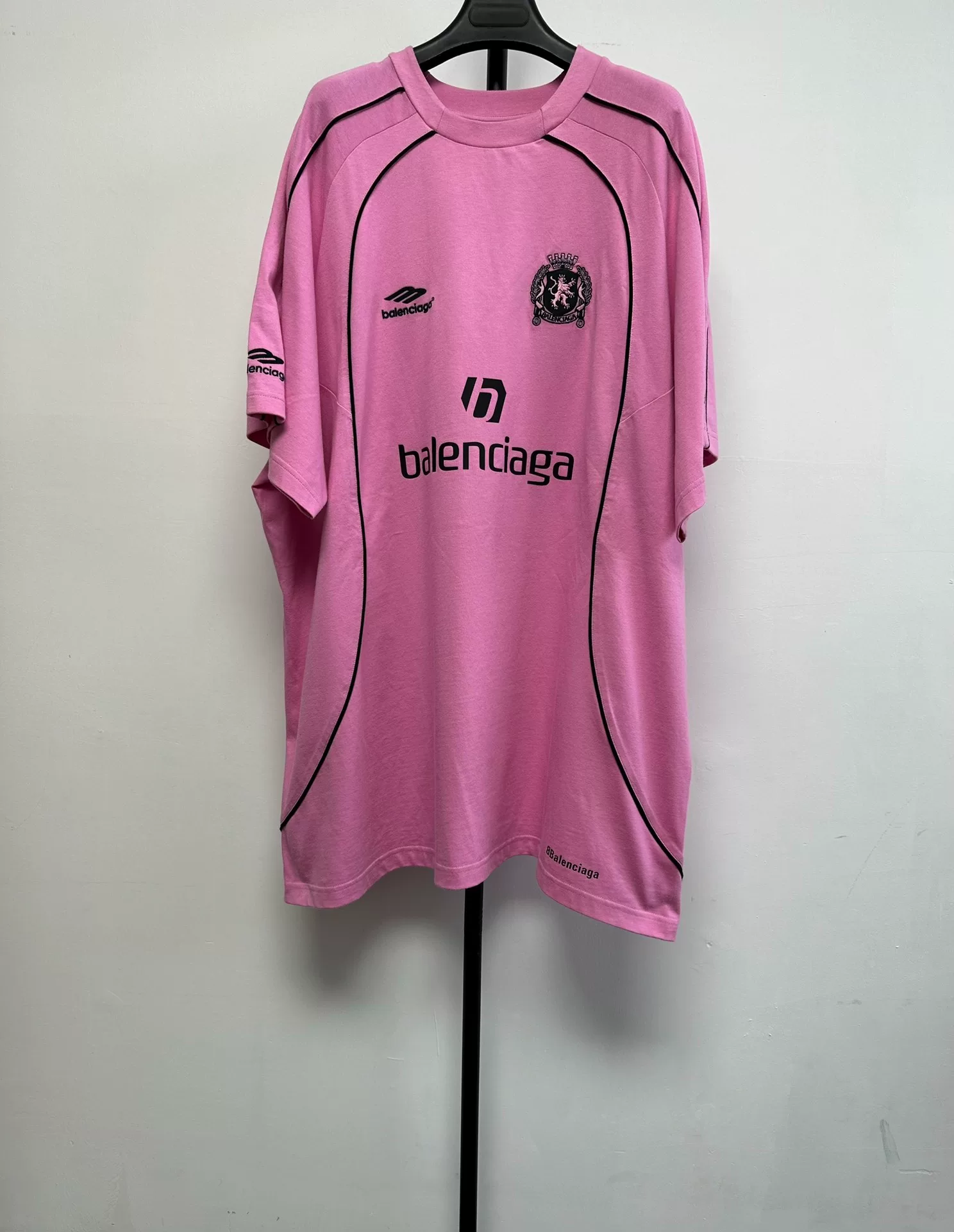 Balenciaga Pink Letter Print Crew Neck T-shirt