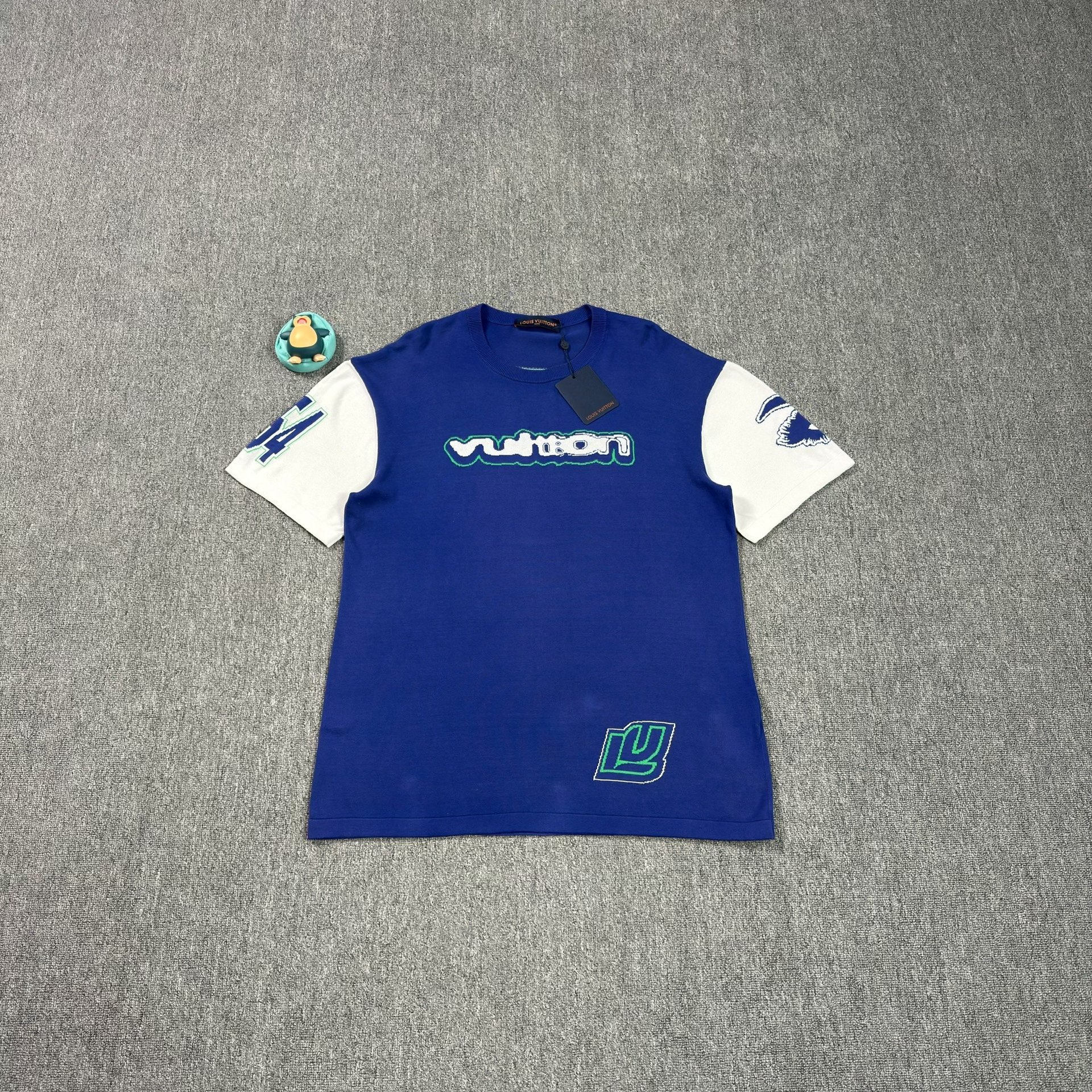 LV Blue Slogan Short-Sleeve T-Shirt