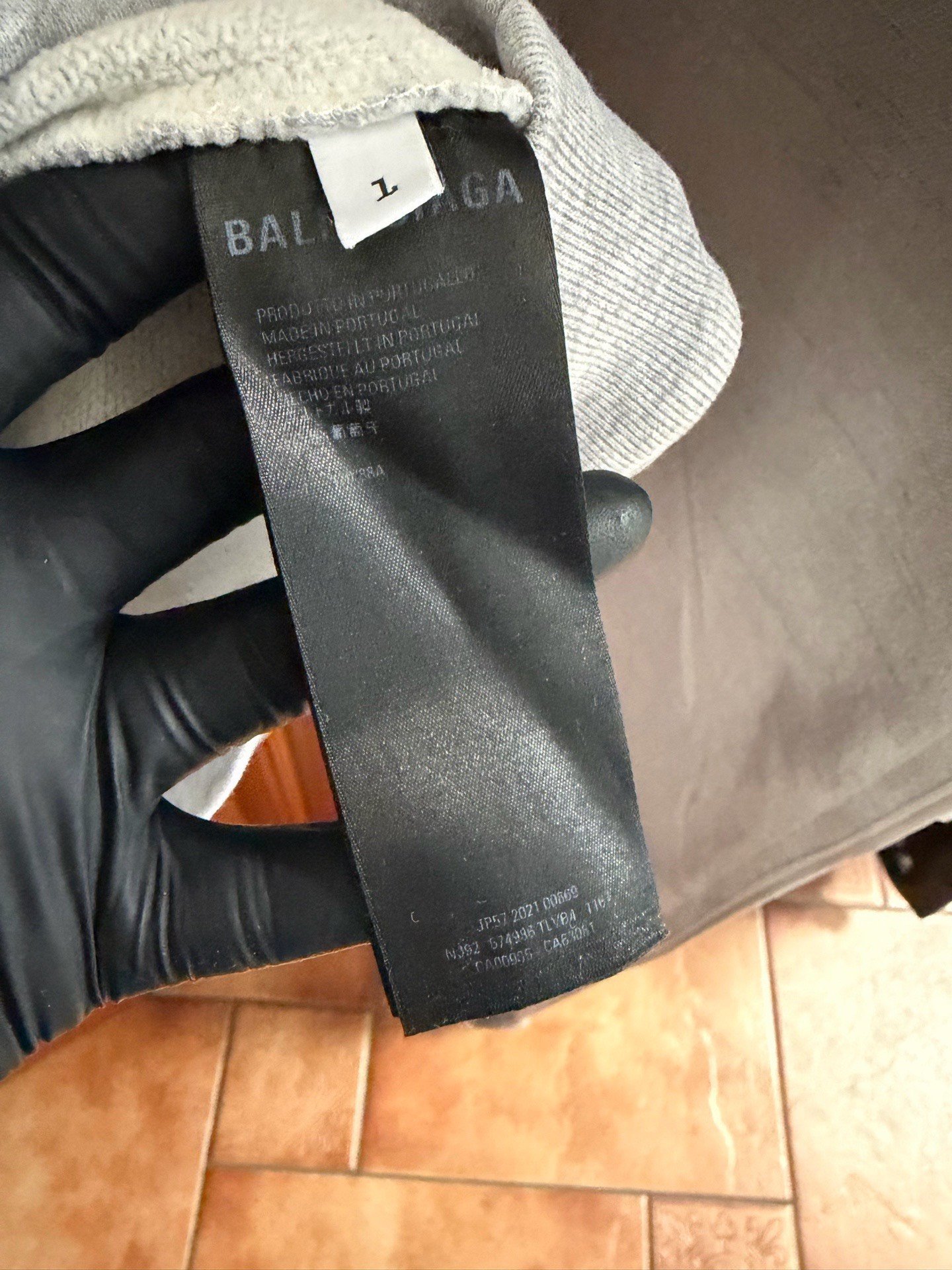 Balenciaga Gray Inverted Logo Hoodie — back